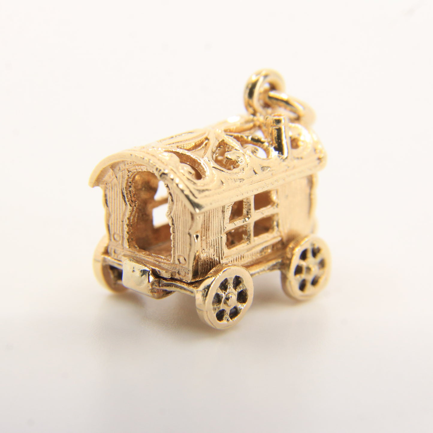 Vintage 9ct Hallmarked Gold Gypsy Wagon Charm | Opening Fortune Pendant