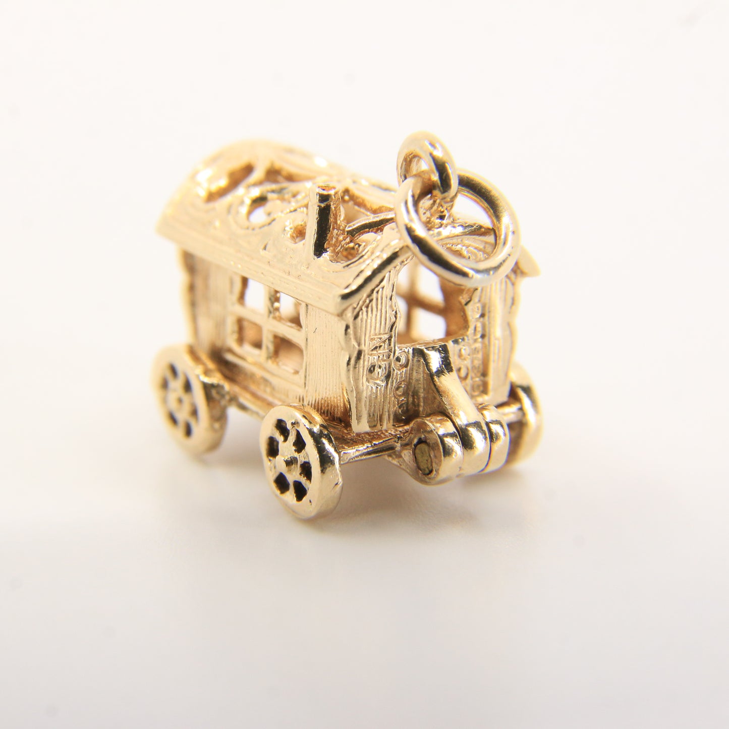 Vintage 9ct Hallmarked Gold Gypsy Wagon Charm | Opening Fortune Pendant