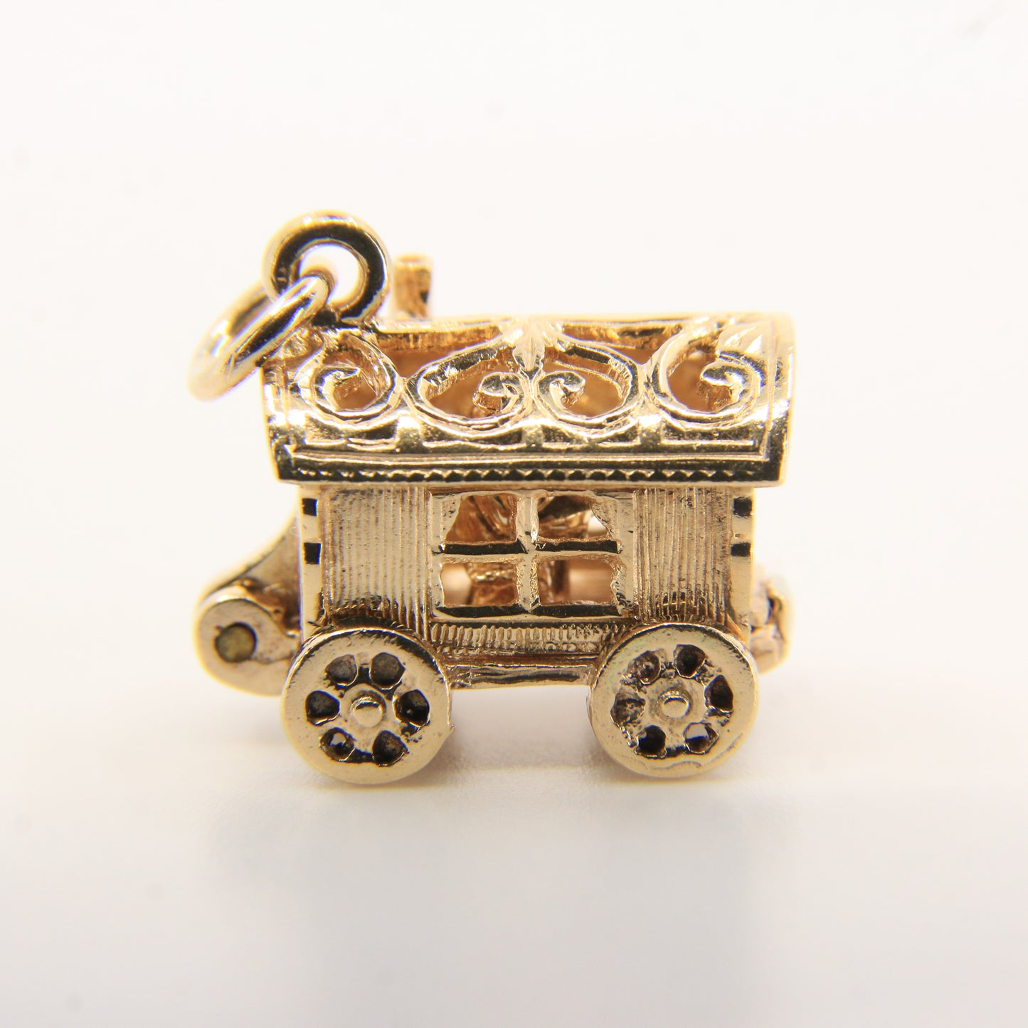 Vintage 9ct Hallmarked Gold Gypsy Wagon Charm | Opening Fortune Pendant