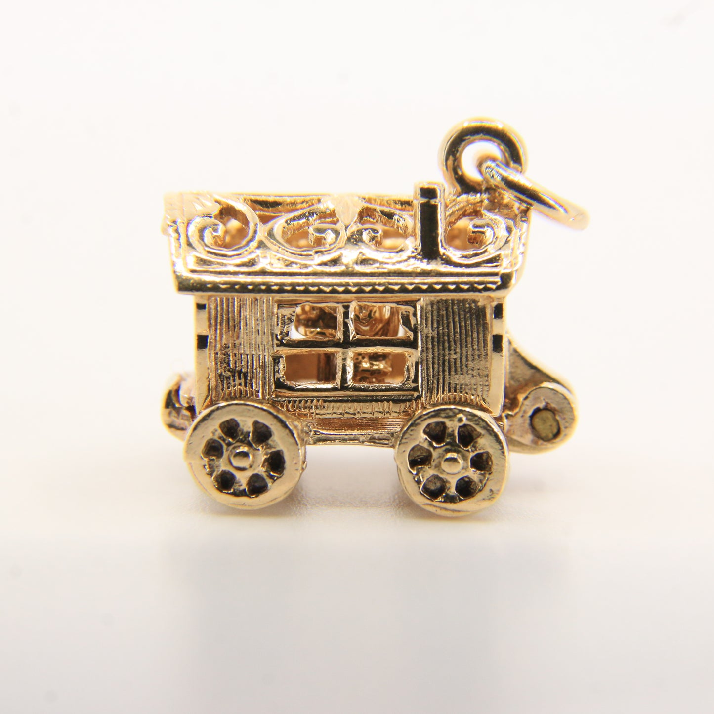 Vintage 9ct Hallmarked Gold Gypsy Wagon Charm | Opening Fortune Pendant