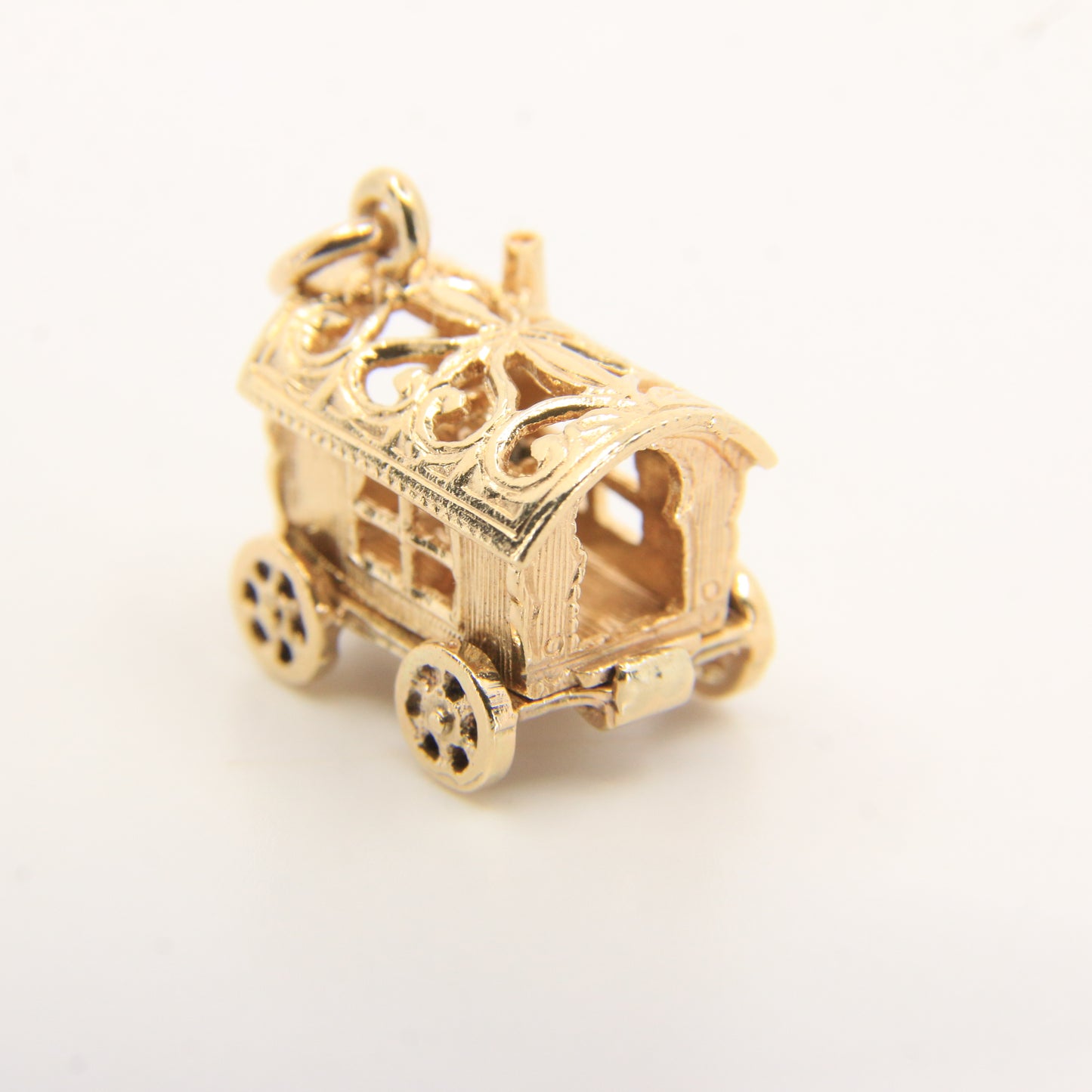 Vintage 9ct Hallmarked Gold Gypsy Wagon Charm | Opening Fortune Pendant