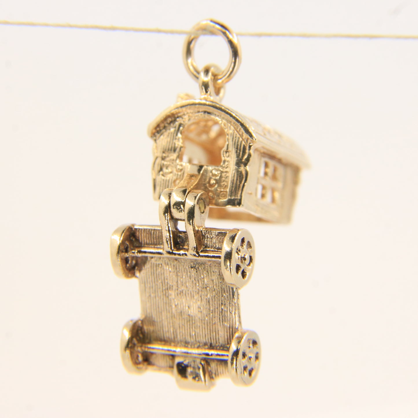 Vintage 9ct Hallmarked Gold Gypsy Wagon Charm | Opening Fortune Pendant