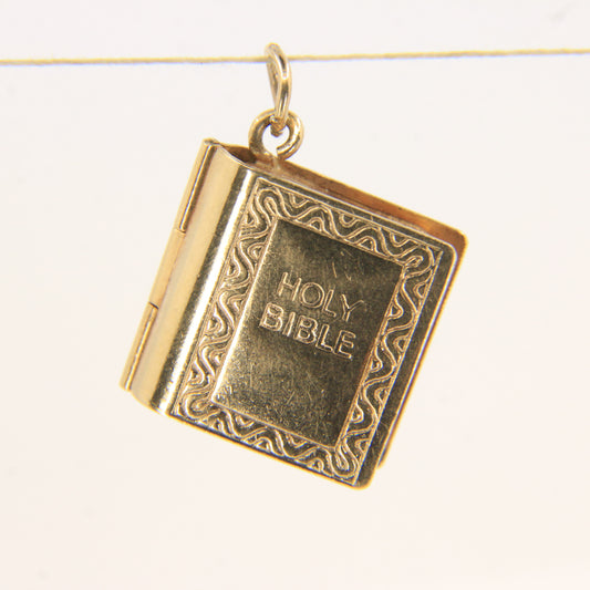 Vintage 9ct Hallmarked Gold Holy Bible Charm | Opening Locket with Pages
