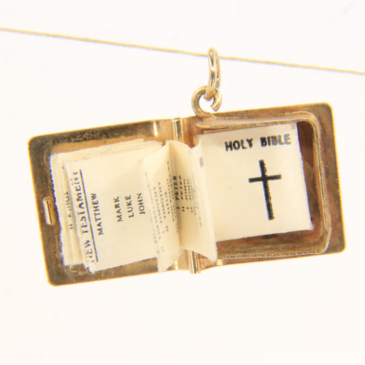 Vintage 9ct Hallmarked Gold Holy Bible Charm | Opening Locket with Pages
