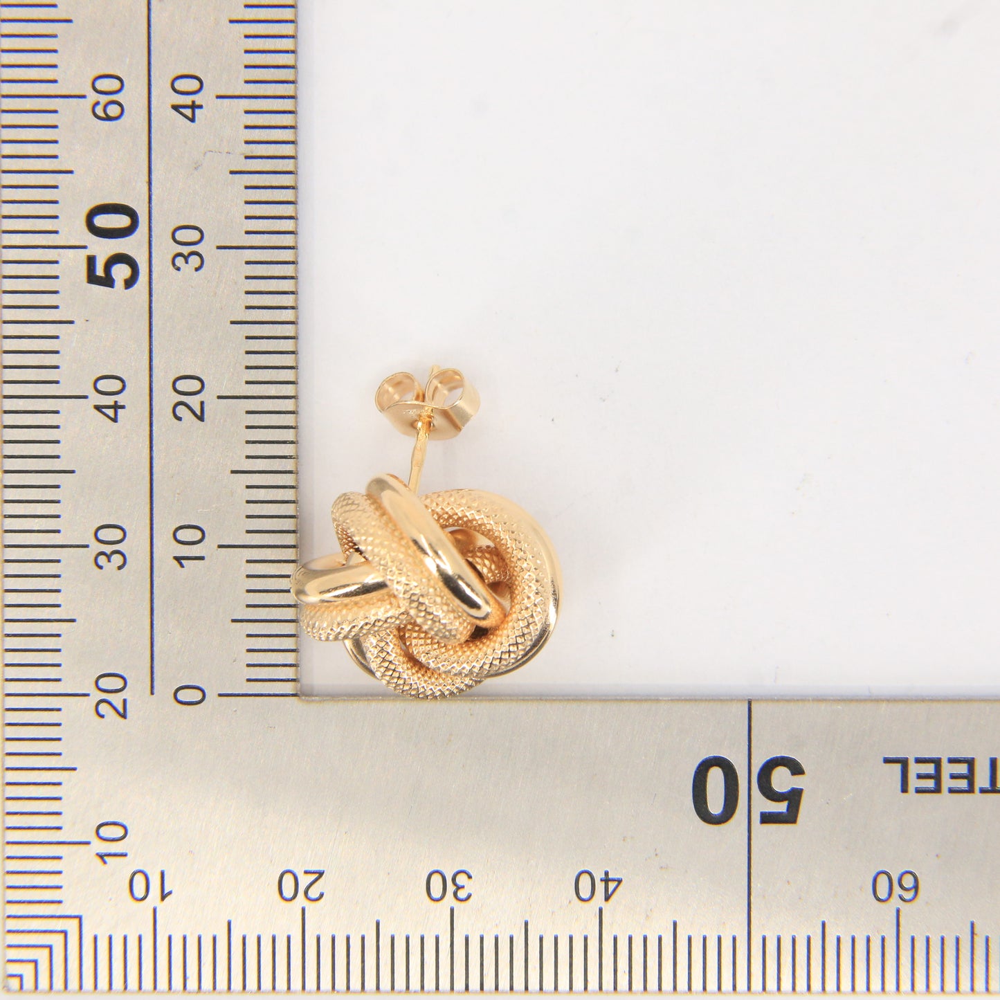 Vintage 9ct Hallmarked Yellow Gold Knot Stud Earrings Textured Design Boxed Gift