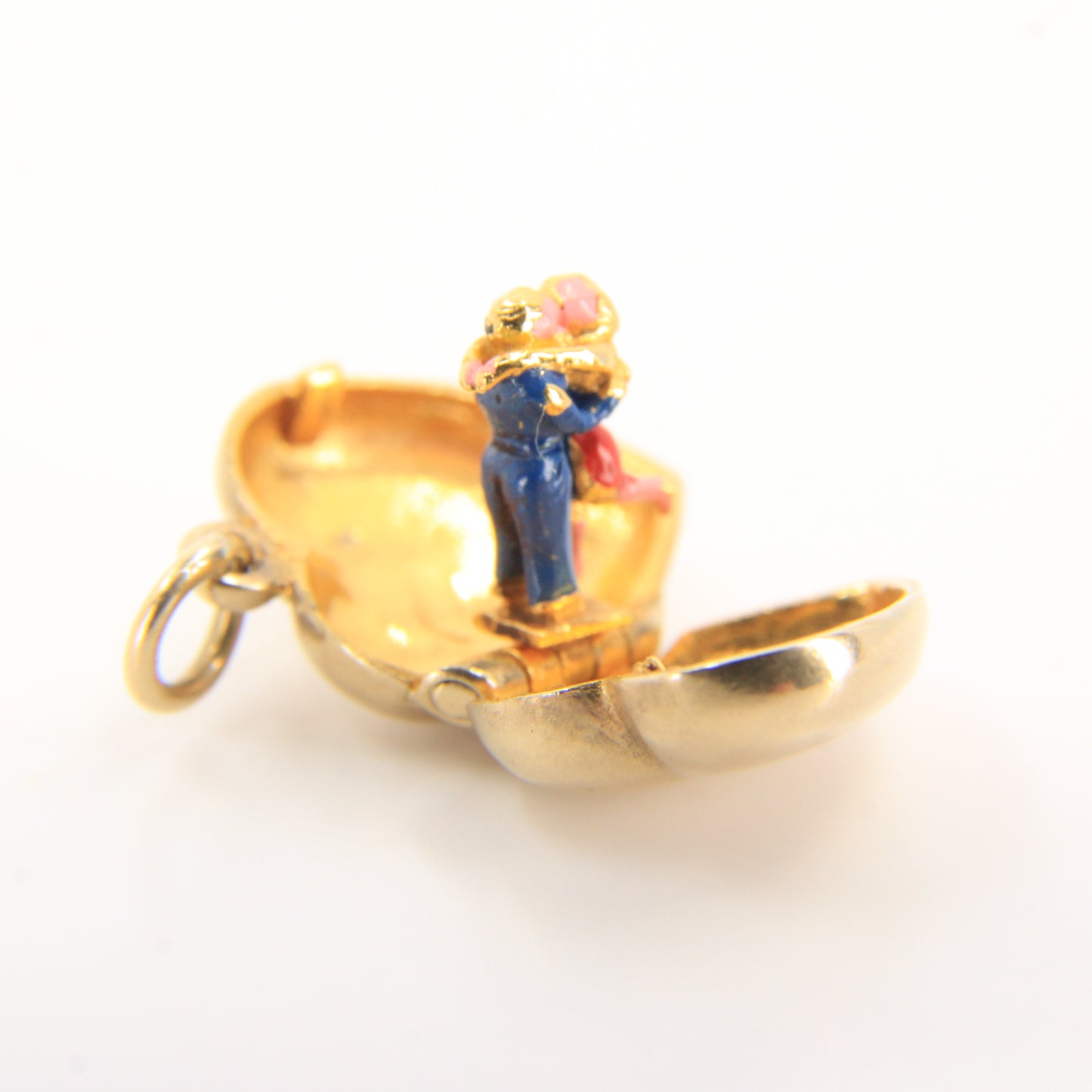 Vintage 9ct Hallmarked Gold Heart Charm – Enamel Dancing Couple