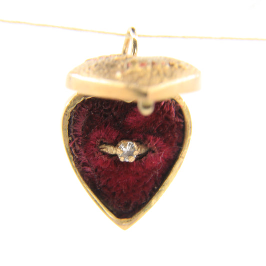 Vintage 9ct Hallmarked Gold Heart Charm – CZ Ring "My Love" Box