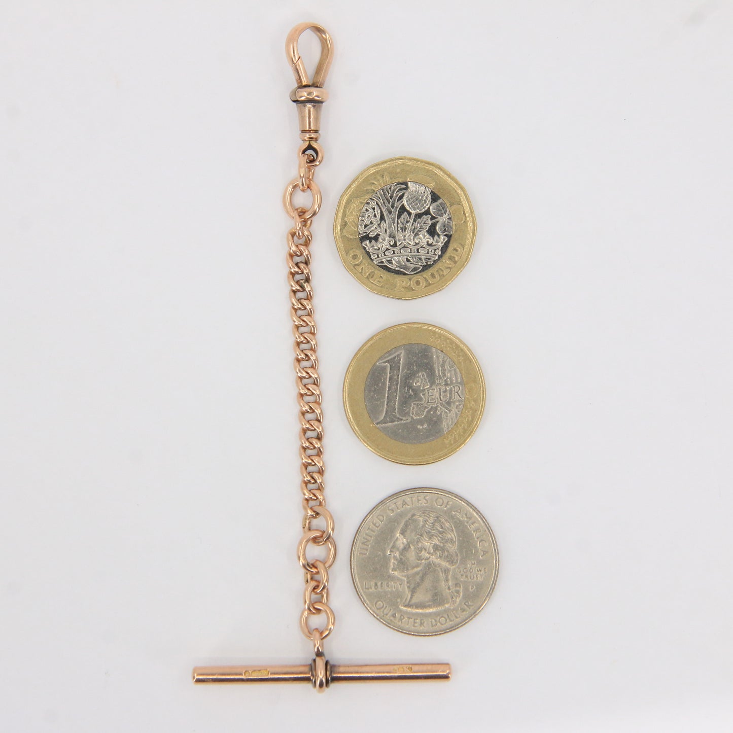 Antique 9ct Hallmarked Gold Watch Chain – 4.2" Swivel T-Bar Extender Gift