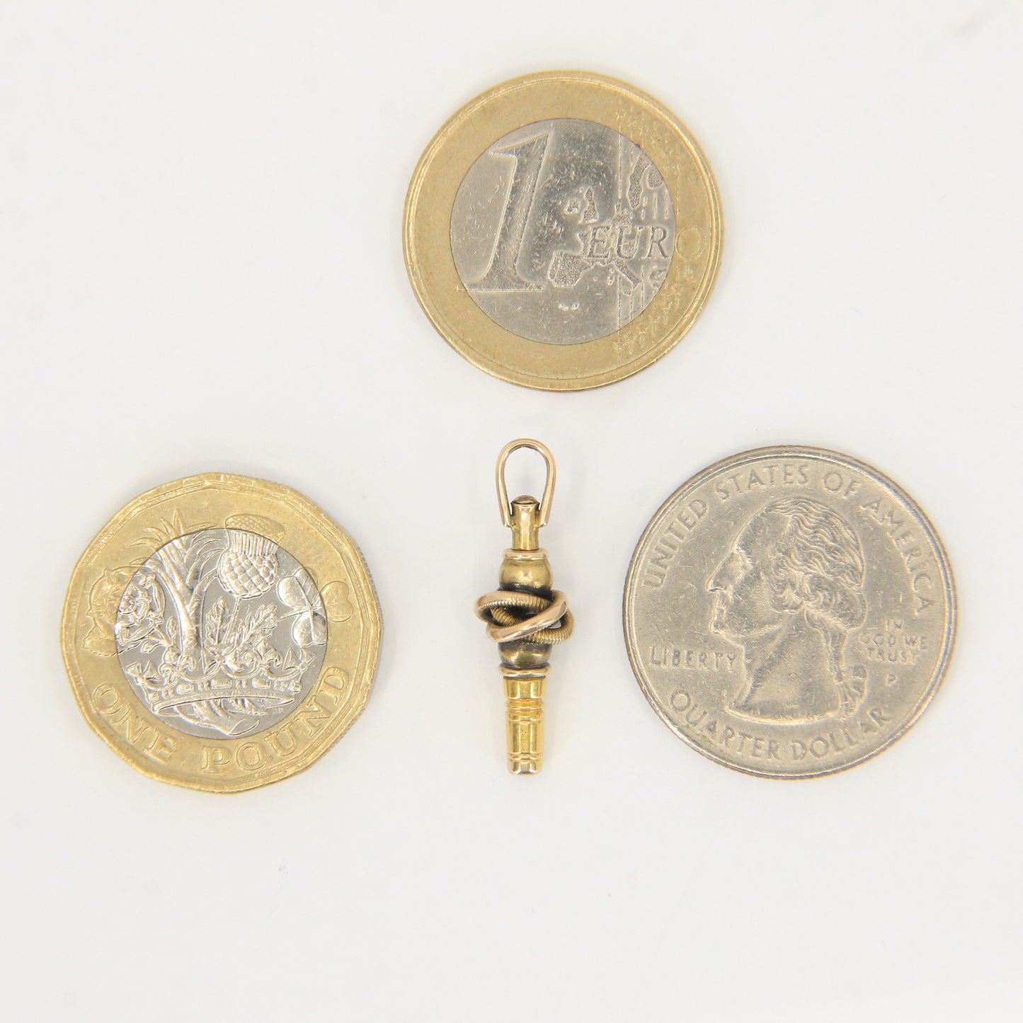 Antique 14ct & 9ct Gold Watch Key Square End Ornate Knot Design Pendant