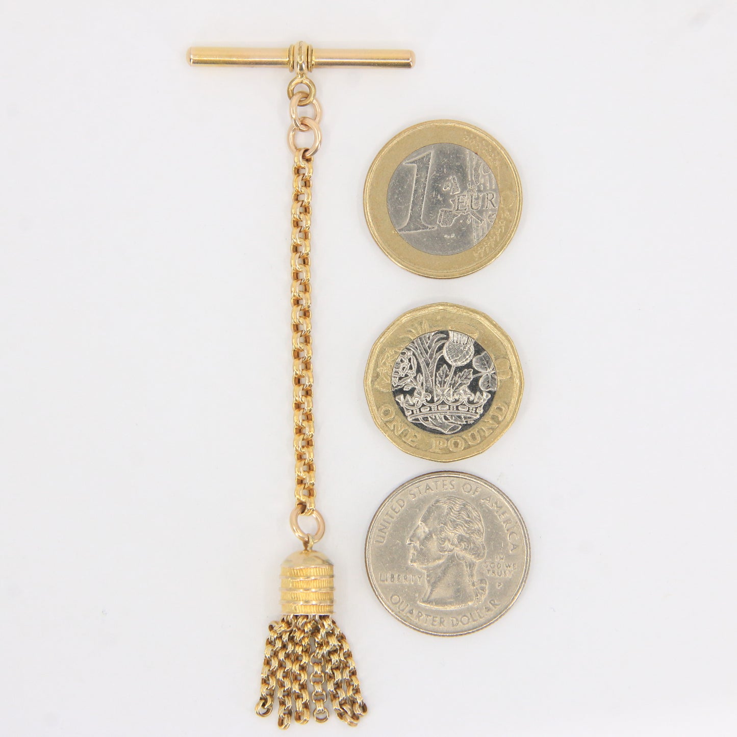 Antique 9ct Solid Gold Tassel T-Bar – Part Albertina Watch Chain Drop