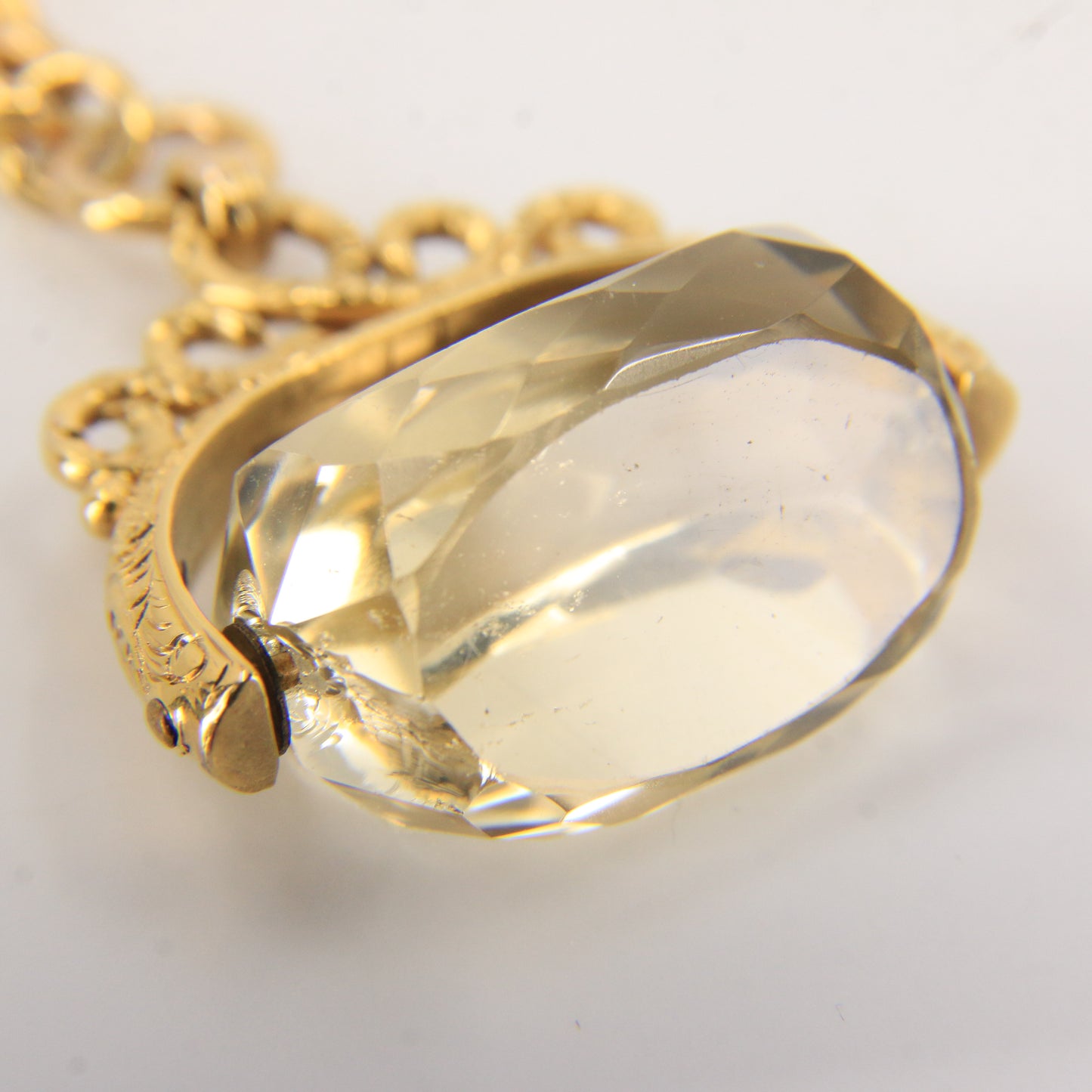 Antique 9ct Hallmarked Gold Spinner Fob – Citrine Brooch & Chain