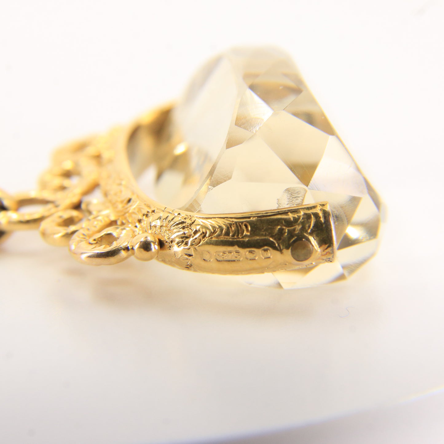 Antique 9ct Hallmarked Gold Spinner Fob – Citrine Brooch & Chain