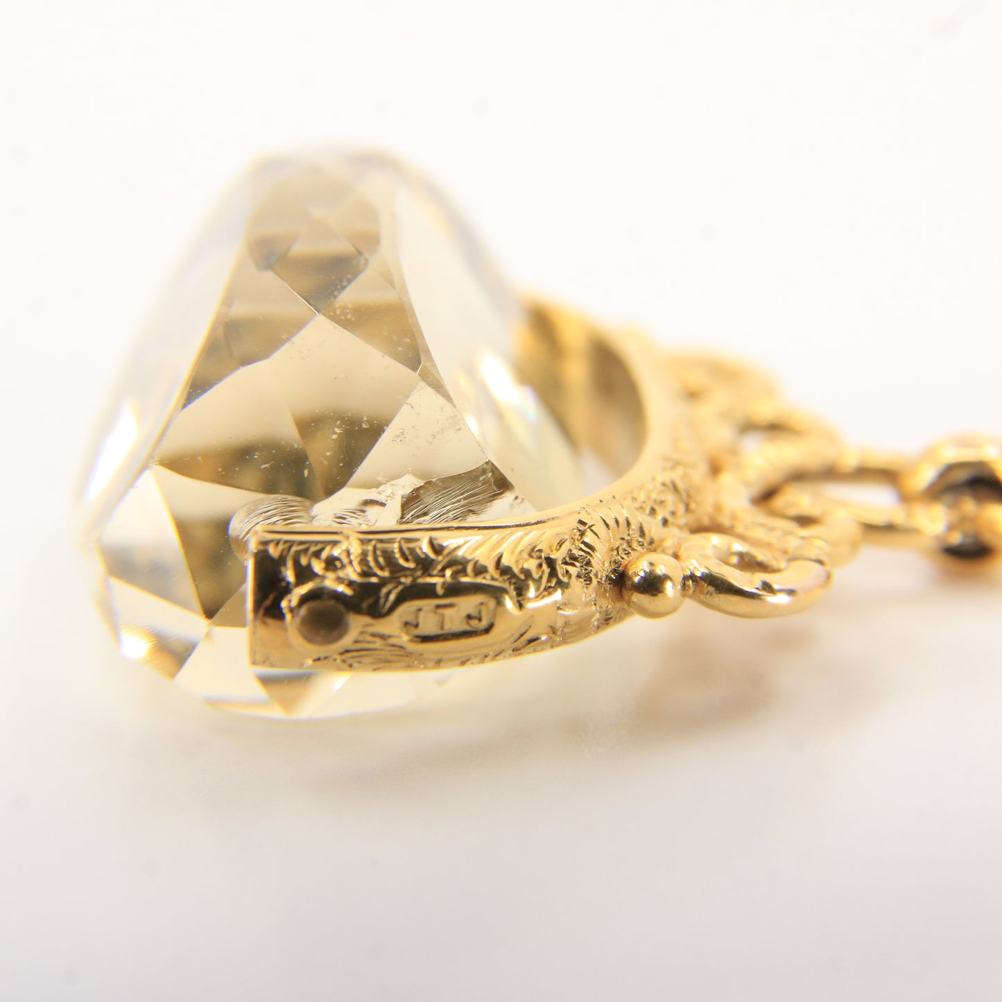 Antique 9ct Hallmarked Gold Spinner Fob – Citrine Brooch & Chain