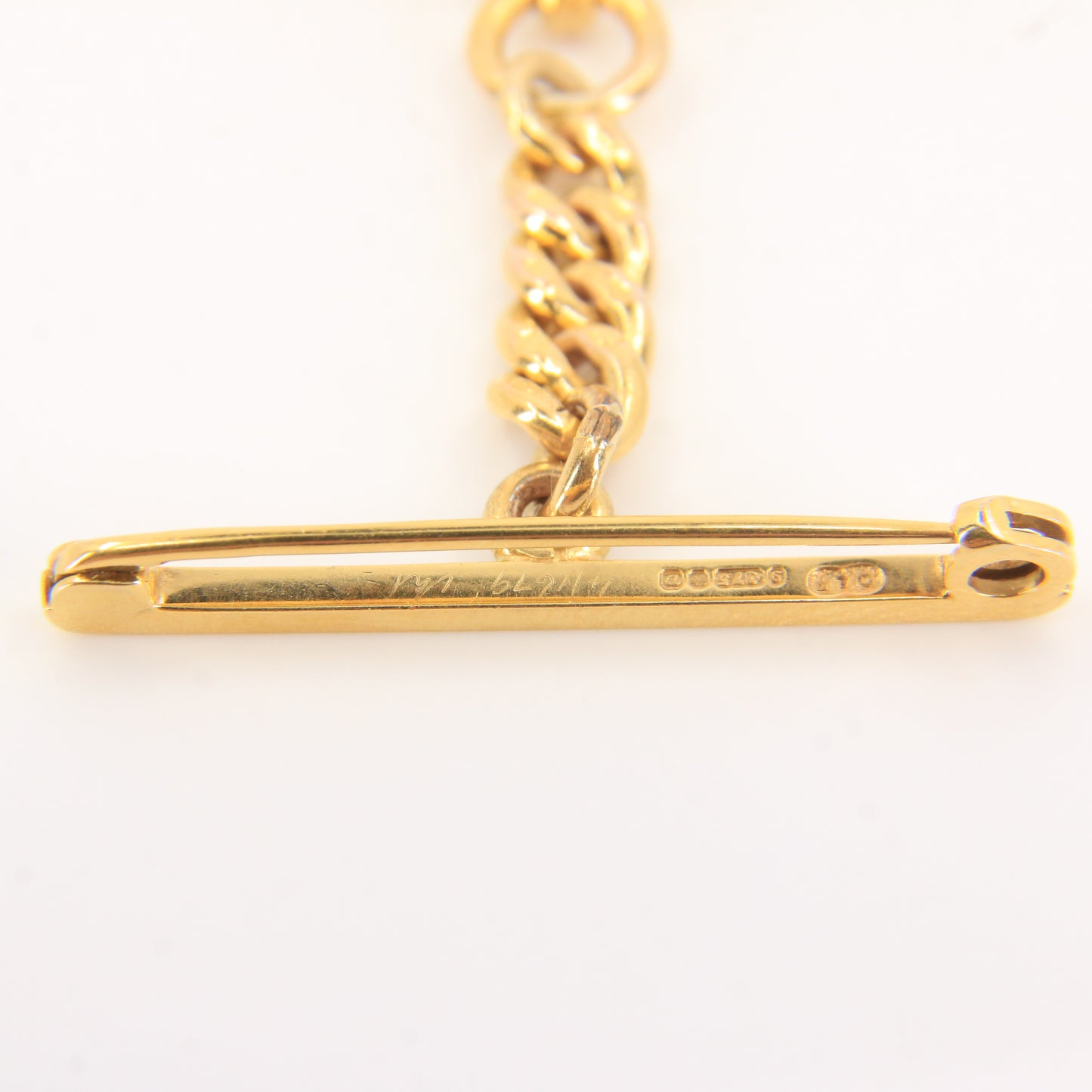 Antique 9ct Hallmarked Gold Spinner Fob – Citrine Brooch & Chain
