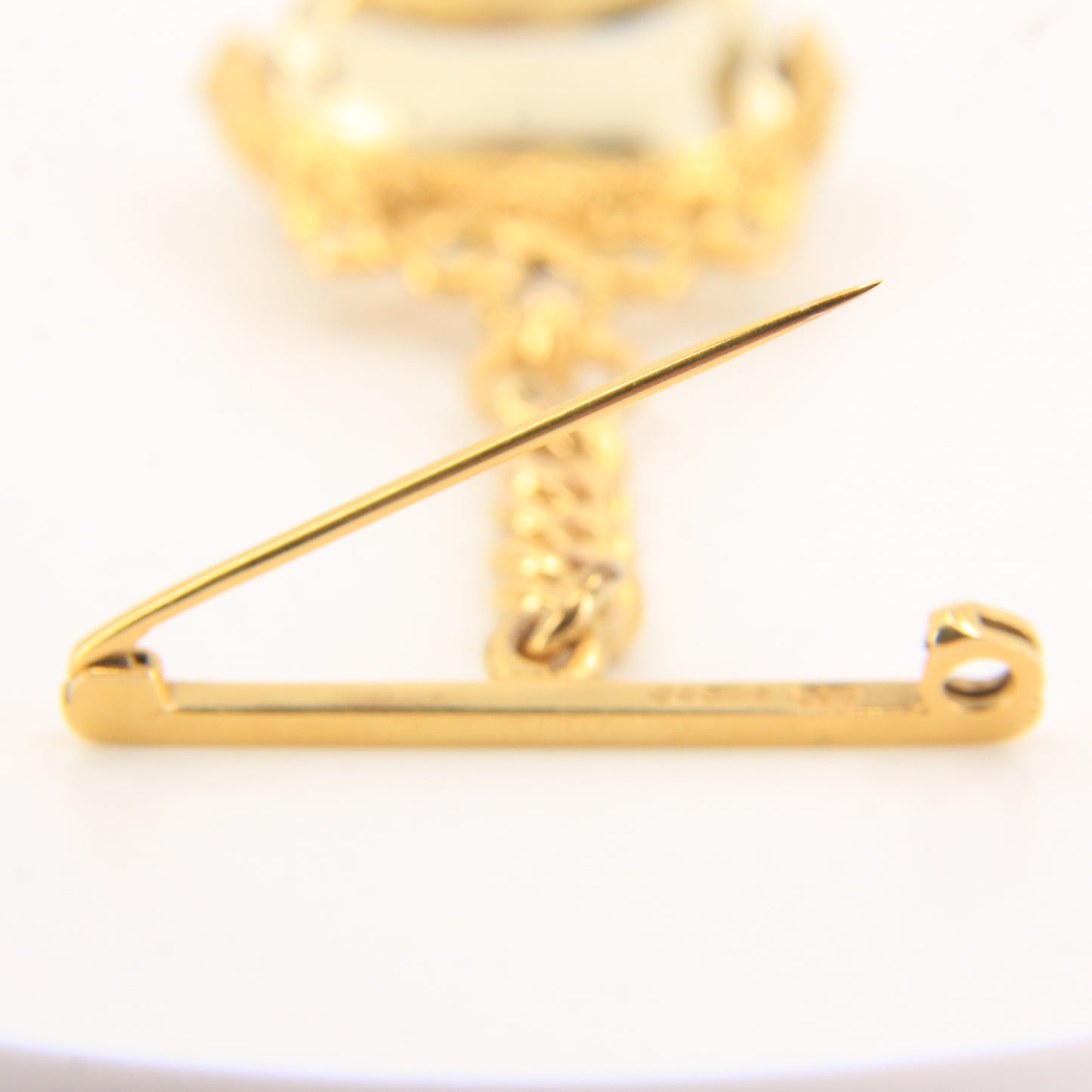 Antique 9ct Hallmarked Gold Spinner Fob – Citrine Brooch & Chain