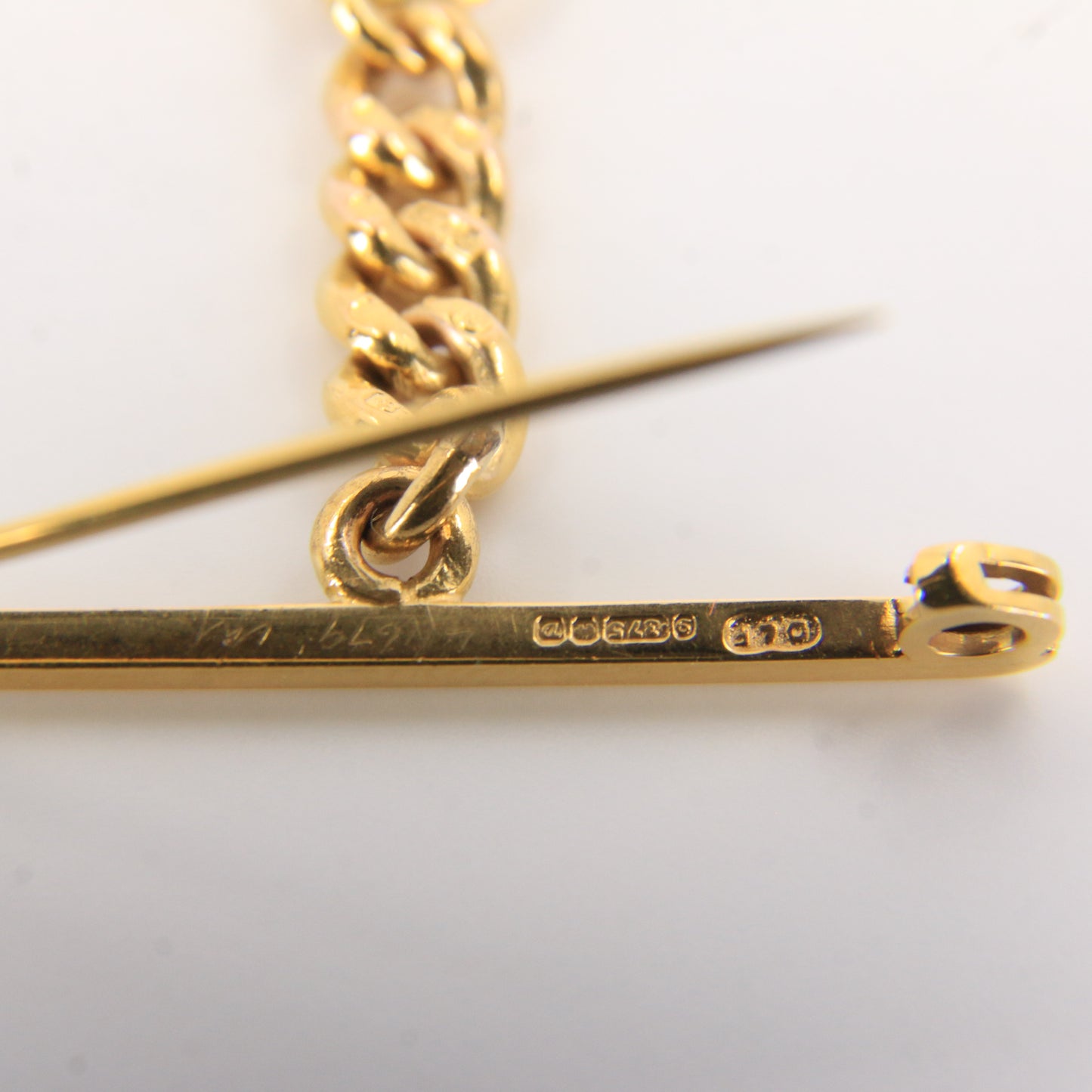 Antique 9ct Hallmarked Gold Spinner Fob – Citrine Brooch & Chain