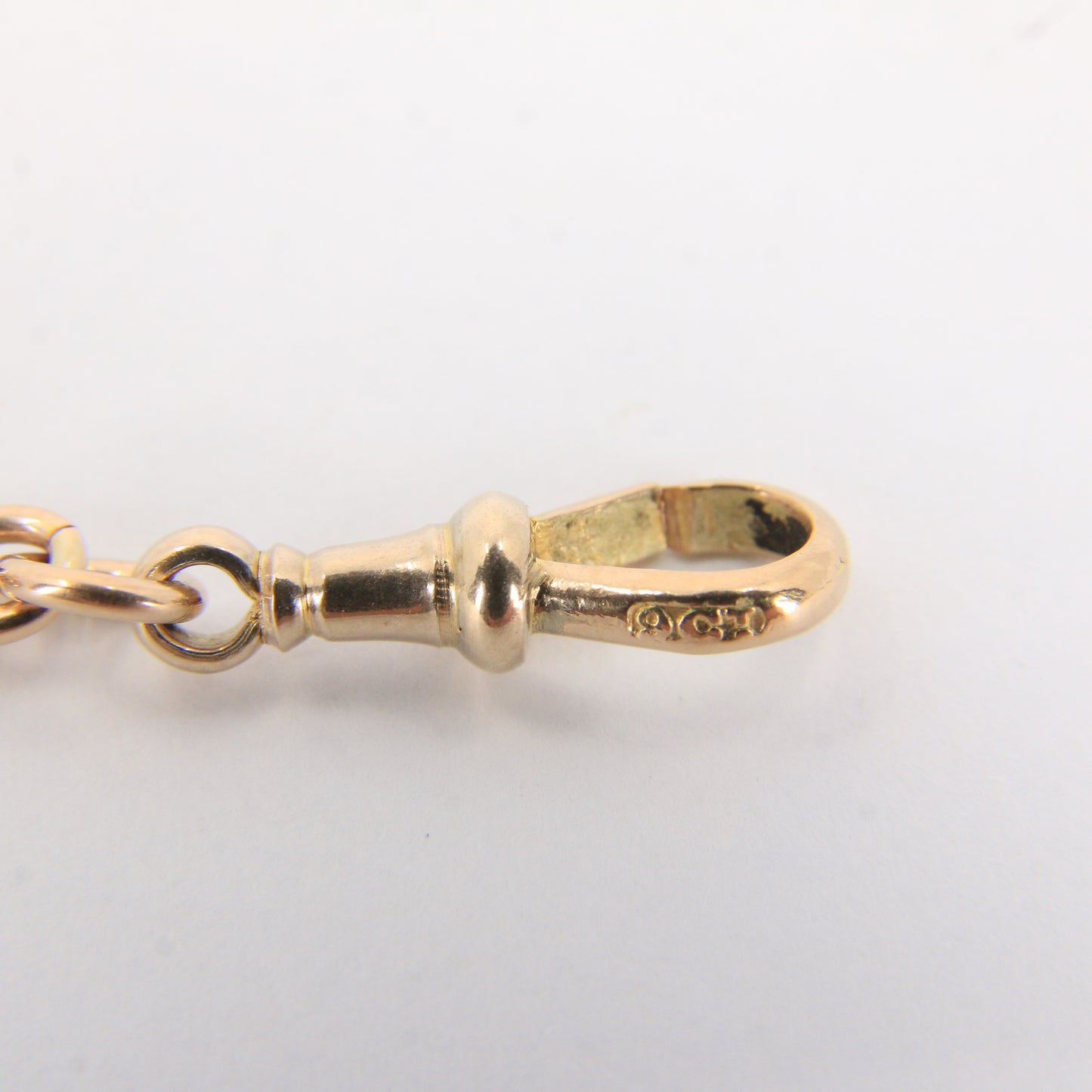 Antique 9ct Solid Gold Albertina Chain – 6" Floral Ball Fob Drop