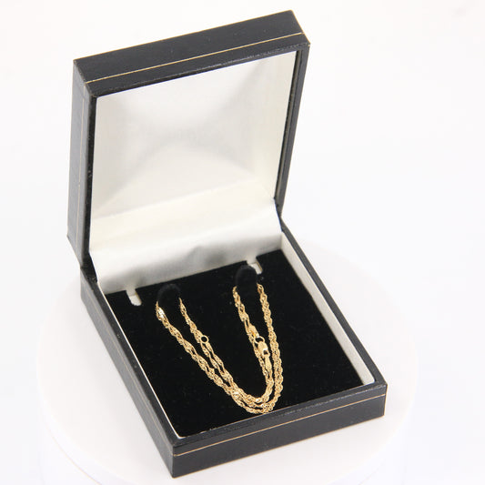 Vintage 18k Yellow Gold Singapore Chain Necklace 18 Inch Adjustable Boxed Gift