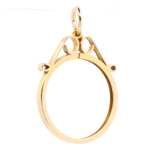 Vintage 9ct Hallmarked Gold Half Sovereign Coin Frame Pendant Mount Holder Charm