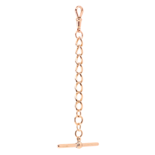Antique 9ct Hallmarked Rose Gold 4.2 Inch Albert Chain Extension T Bar Dog Clip
