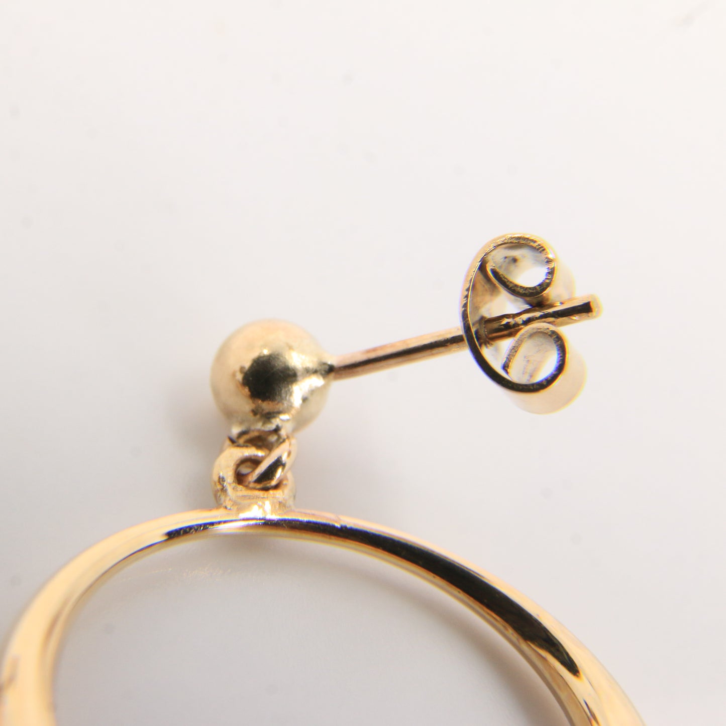 Vintage 9ct Gold Hoop Drop Earrings Hallmarked Crescent Circle Boxed Gift
