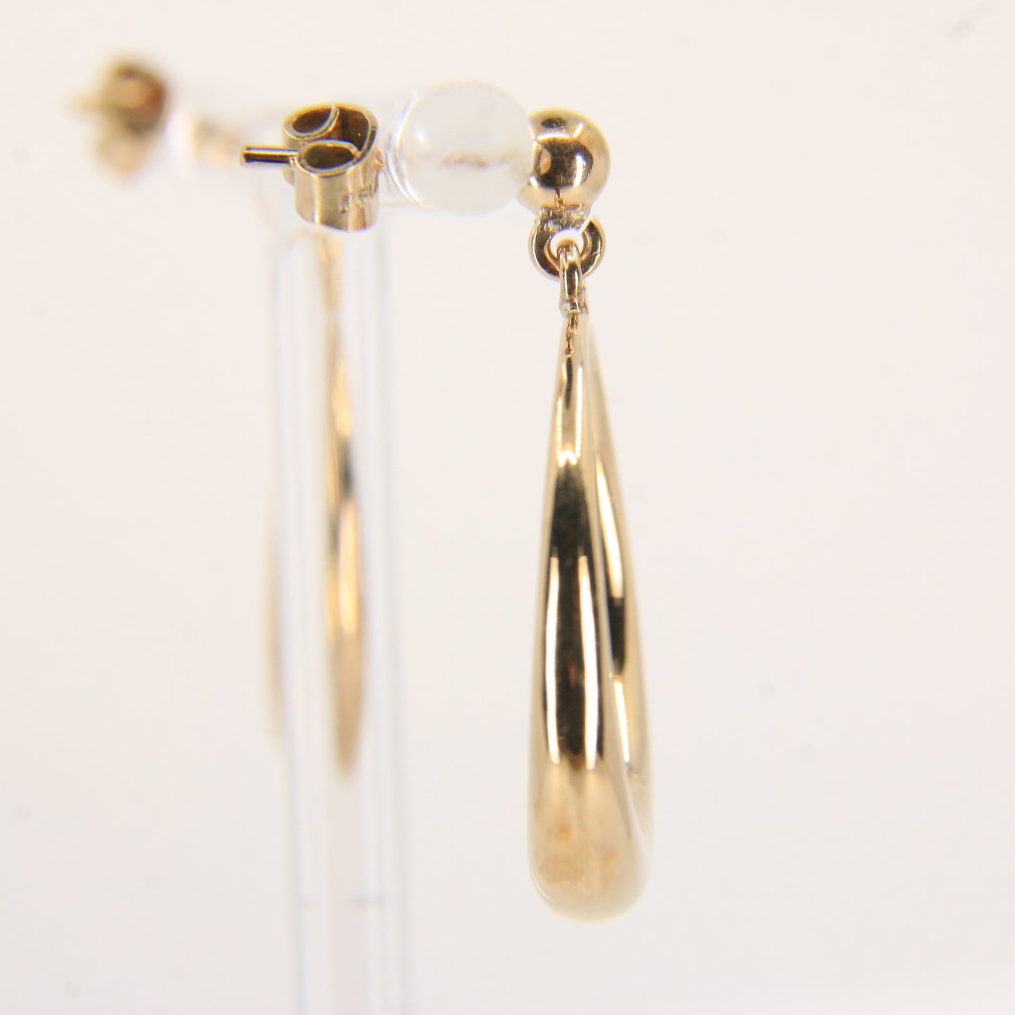 Vintage 9ct Gold Hoop Drop Earrings Hallmarked Crescent Circle Boxed Gift