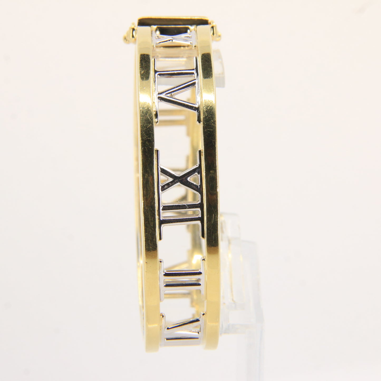 Vintage Italian 18ct Gold Atlas Roman Numeral Hinged Bangle Gift
