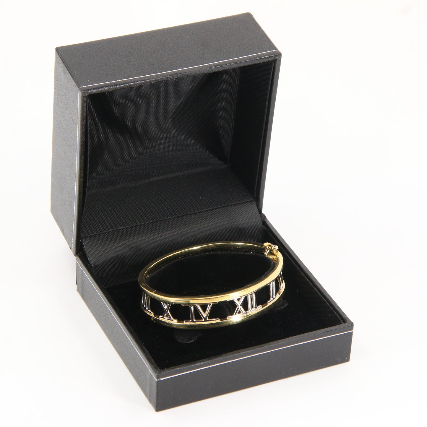 Vintage Italian 18ct Gold Atlas Roman Numeral Hinged Bangle Gift