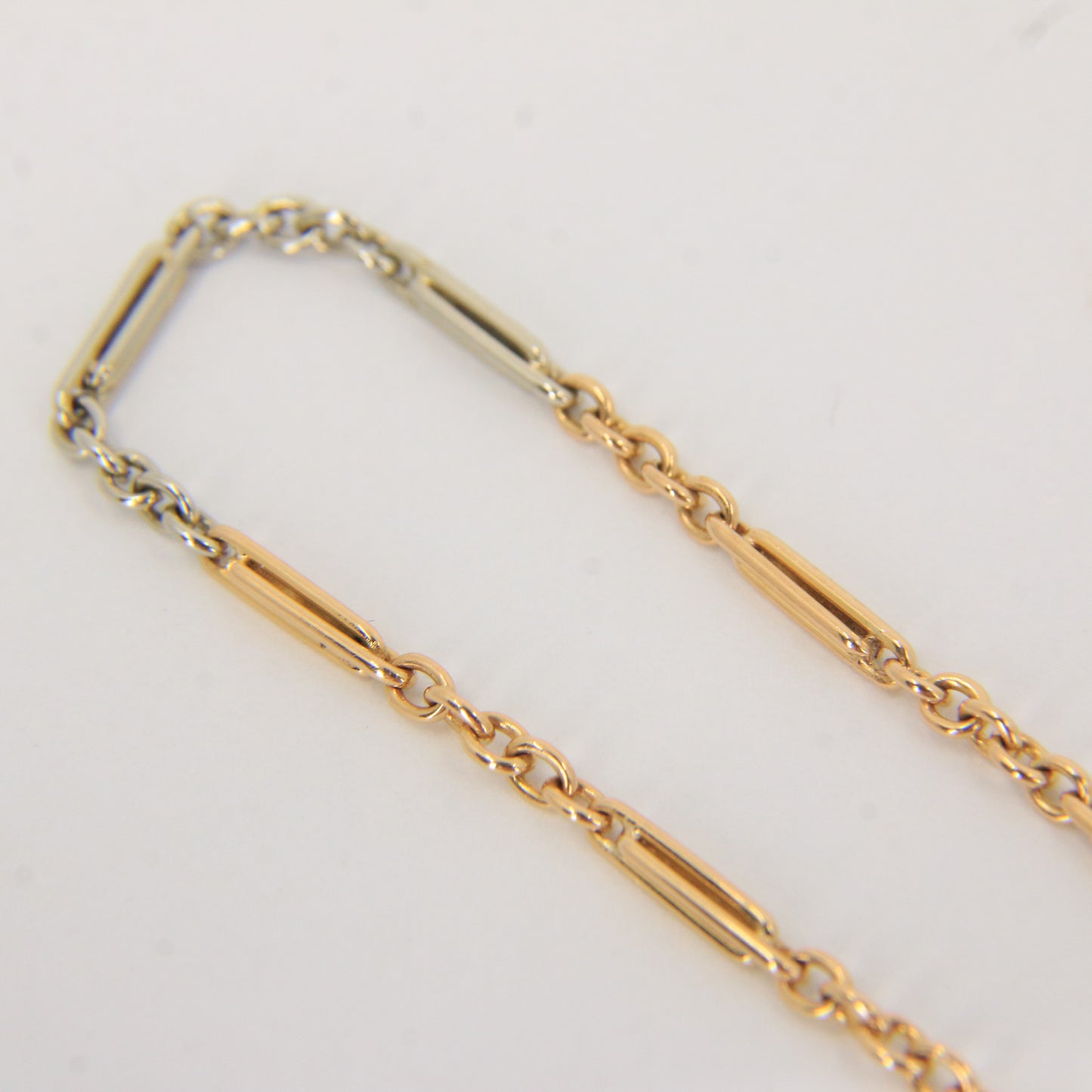 Antique 18ct Gold Two Tone Albert Chain Bar Link 14.5 Inch