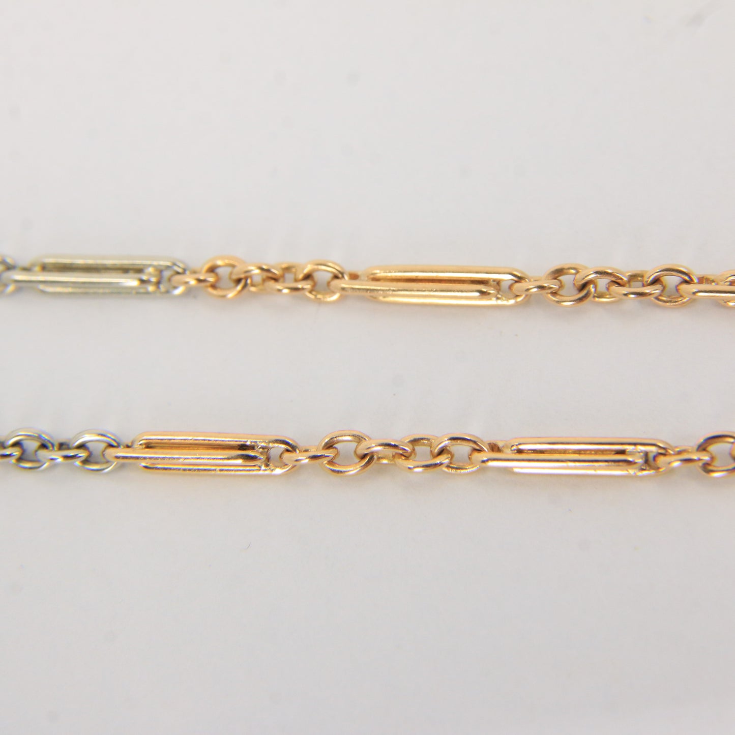 Antique 18ct Gold Two Tone Albert Chain Bar Link 14.5 Inch