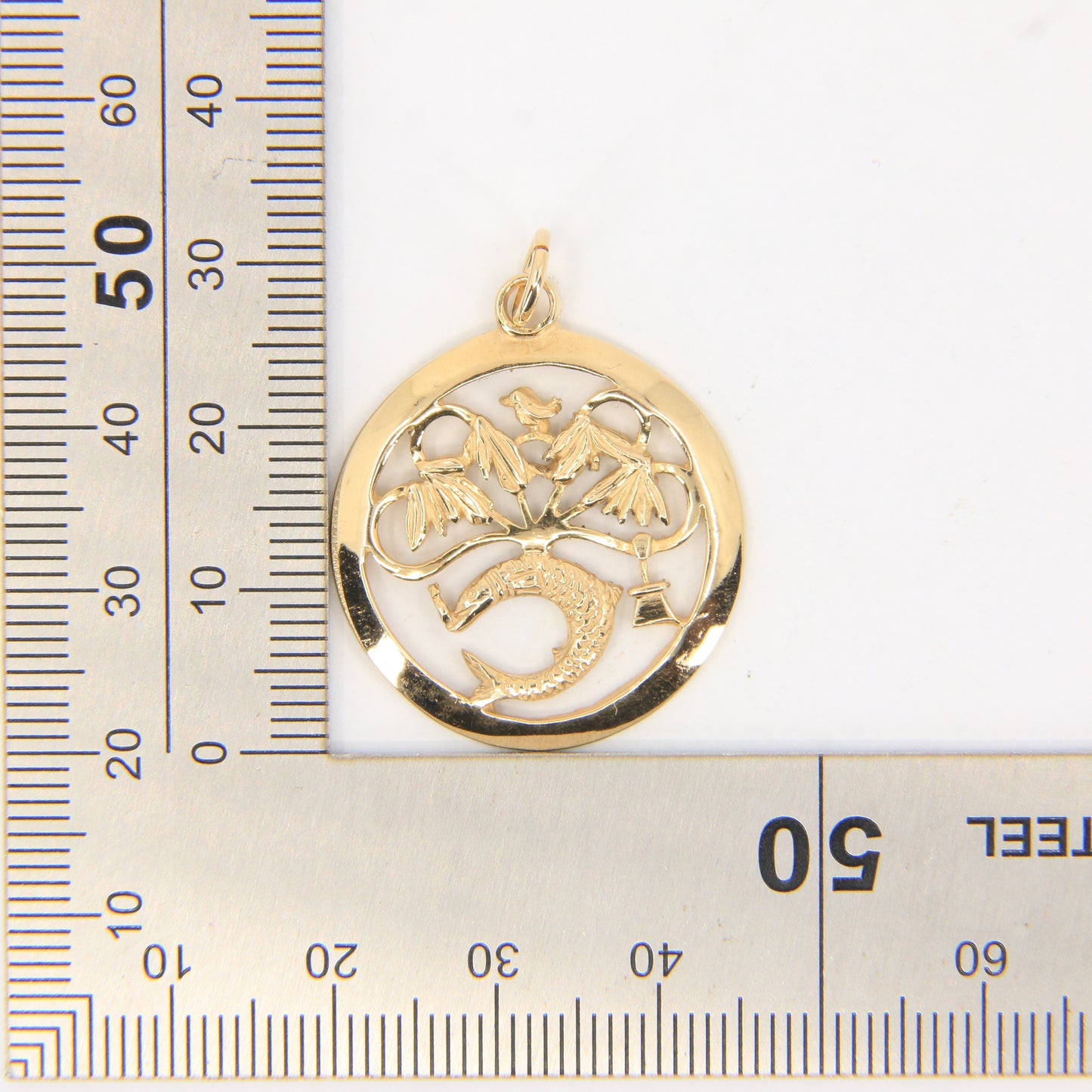 Vintage 9ct Hallmarked Yellow Gold St Mungo Glasgow Pendant Scottish Heritage Boxed