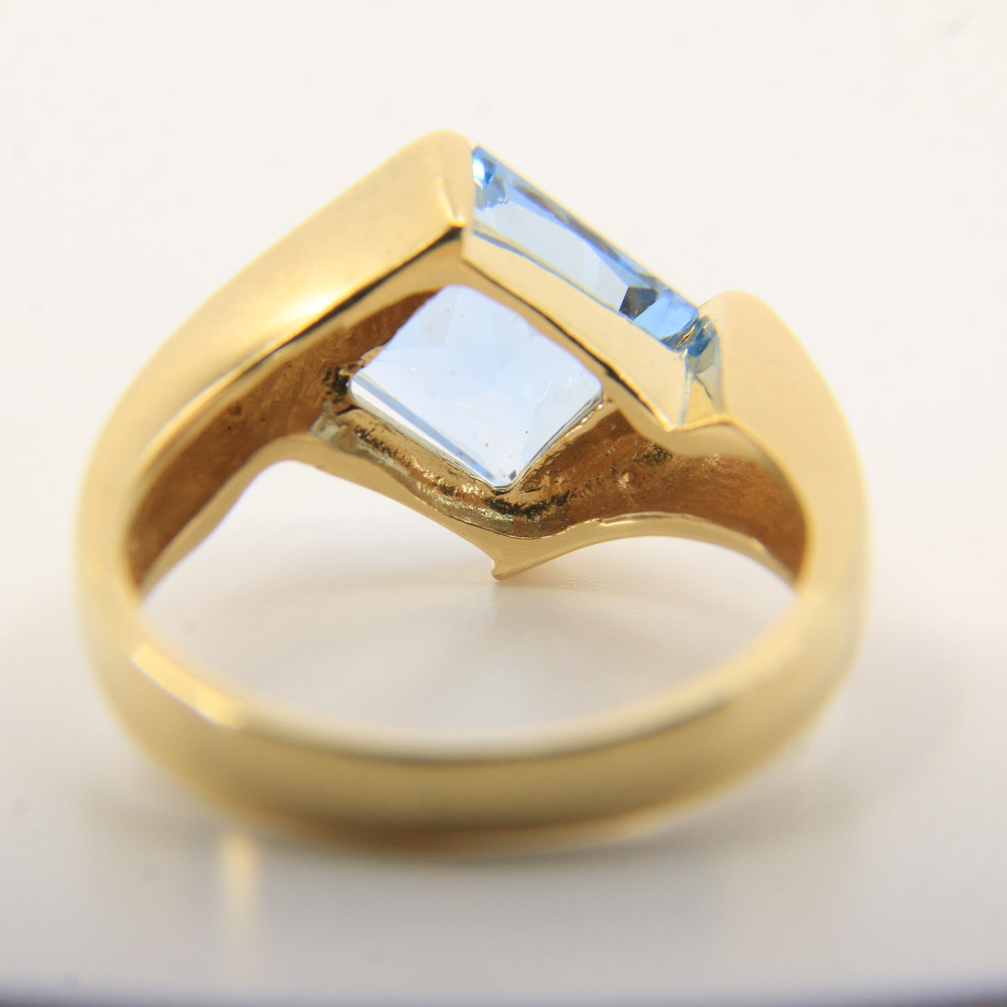 Vintage 18ct Danish Gold Aquamarine Statement Ring UK N Boxed