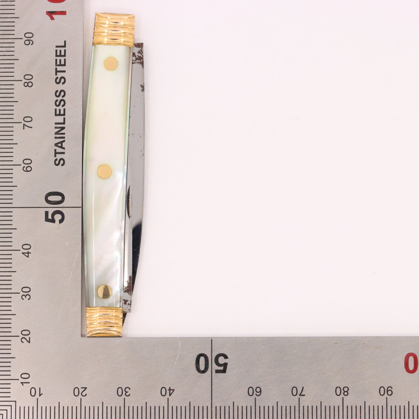 Antique 18K Gold Mother of Pearl Two Blade Pocket Knife T. Gray Folding Knife