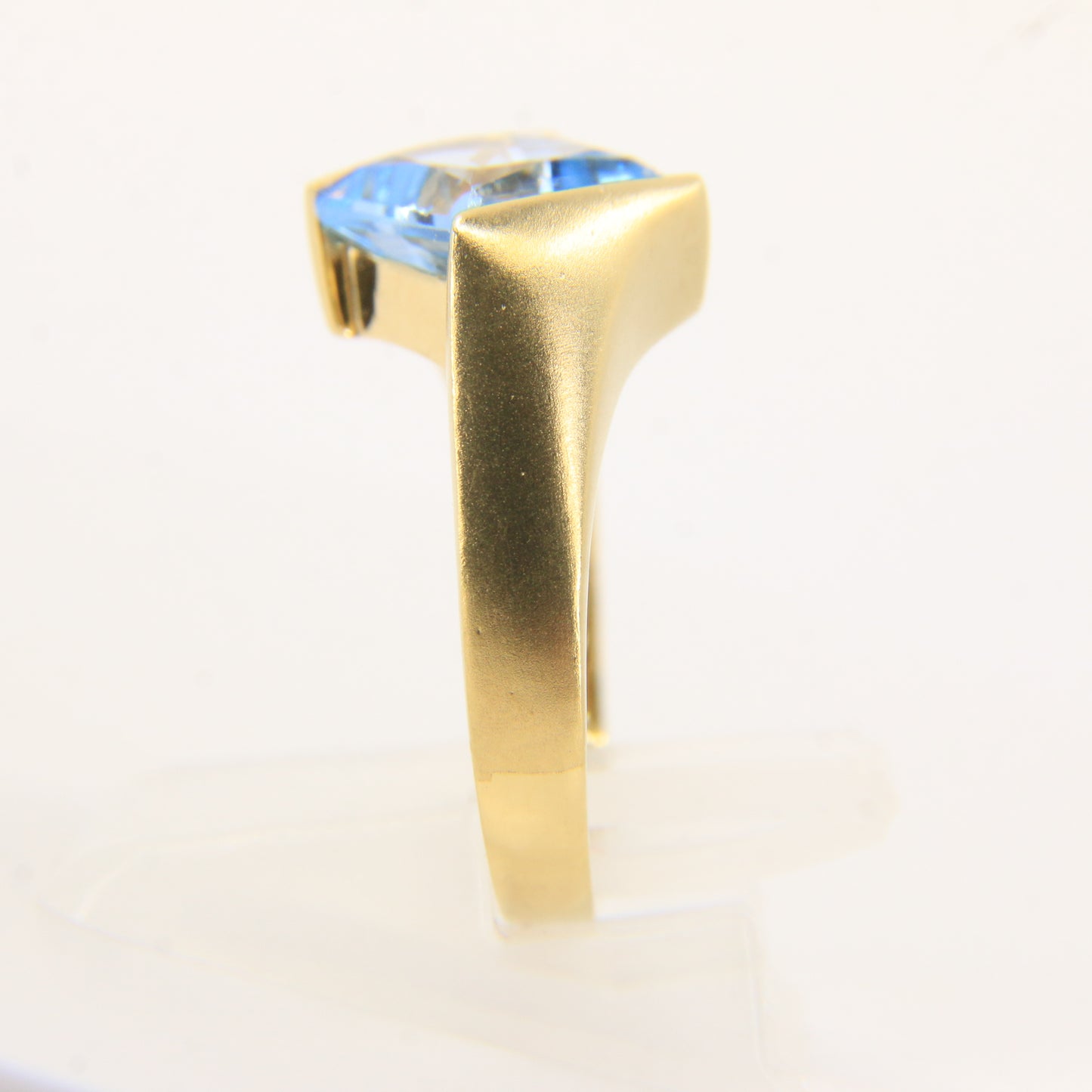 Vintage 18ct Danish Gold Aquamarine Statement Ring UK N Boxed