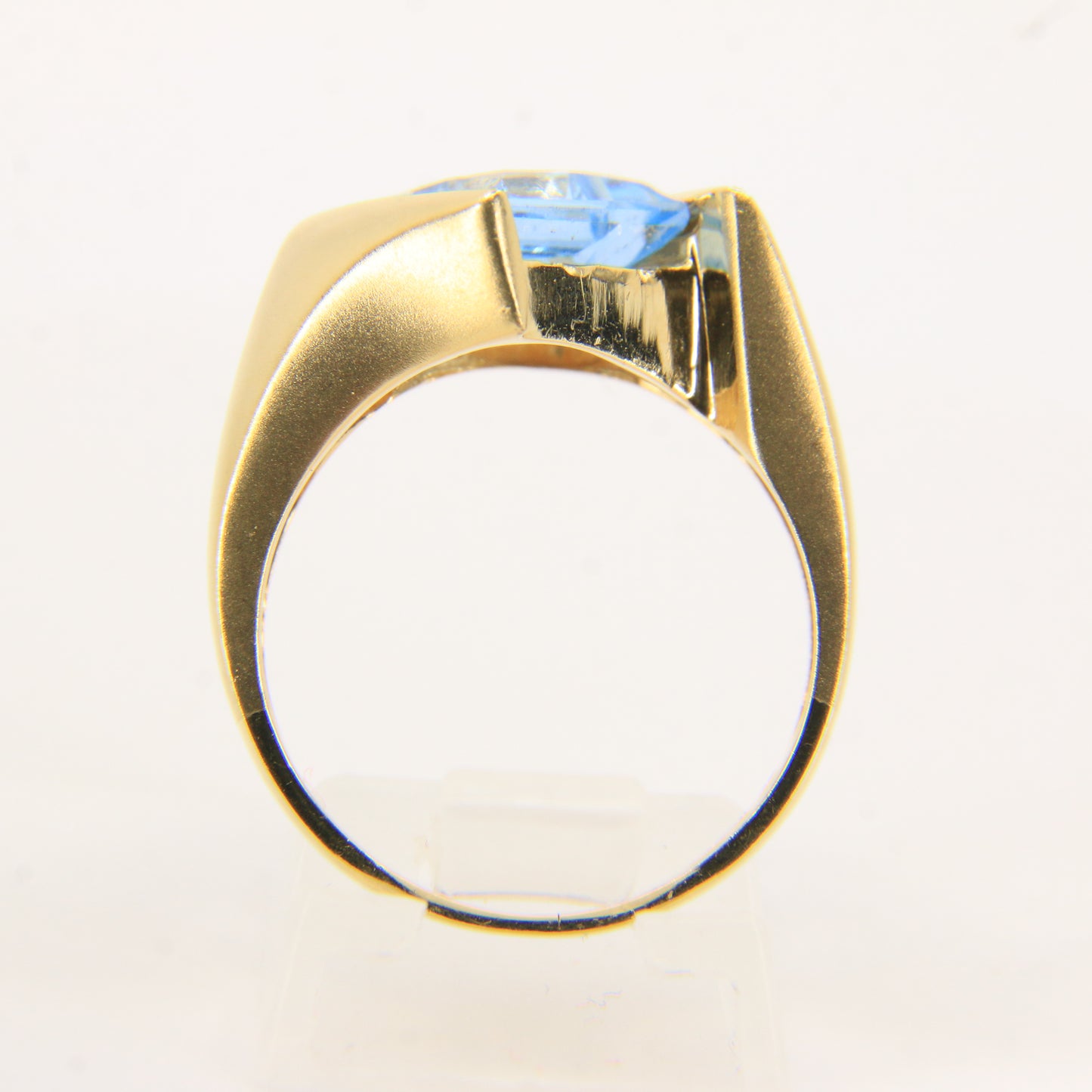 Vintage 18ct Danish Gold Aquamarine Statement Ring UK N Boxed