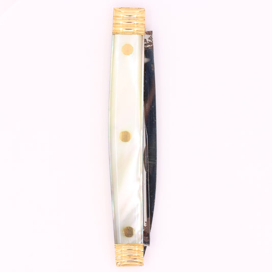 Antique 18K Gold Mother of Pearl Two Blade Pocket Knife T. Gray Folding Knife