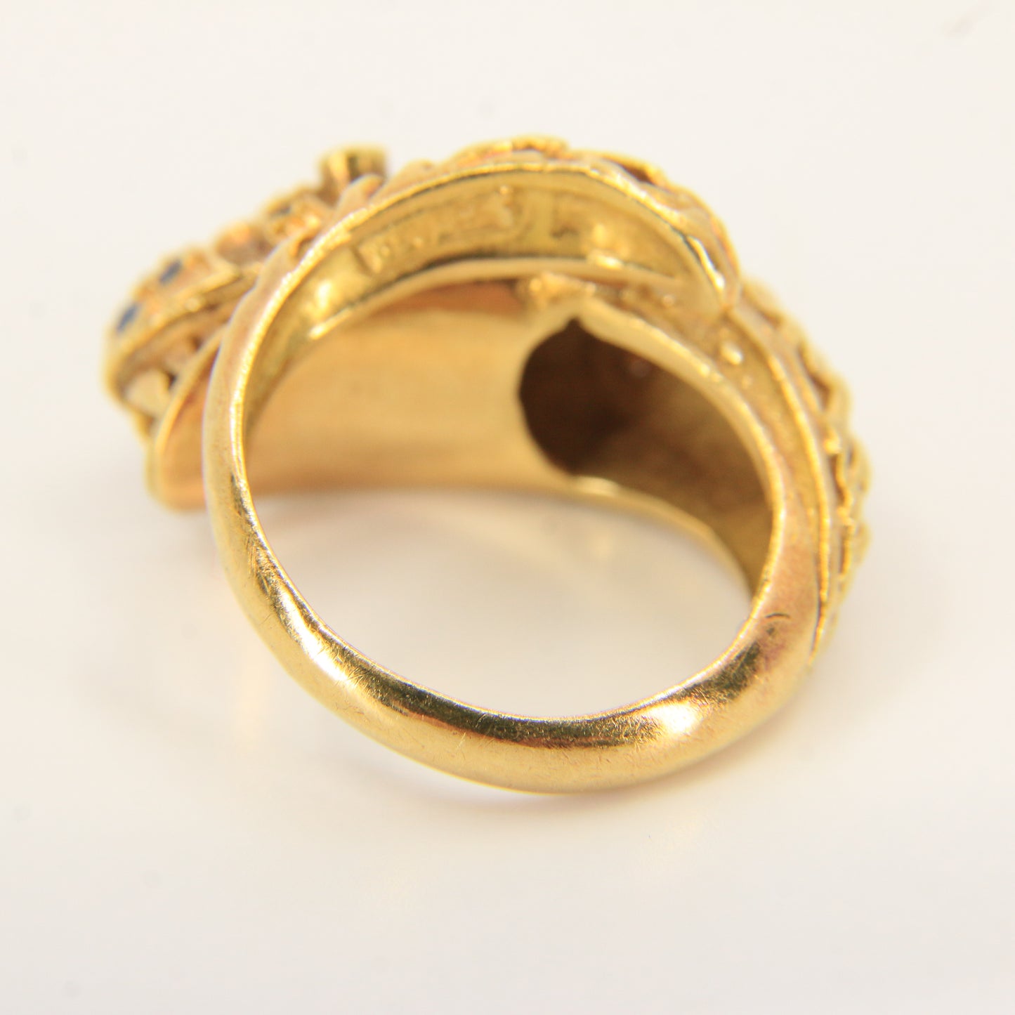 Vintage 18k Gold Snake Ring Emerald Topaz Diamond Coiled Serpent Gift