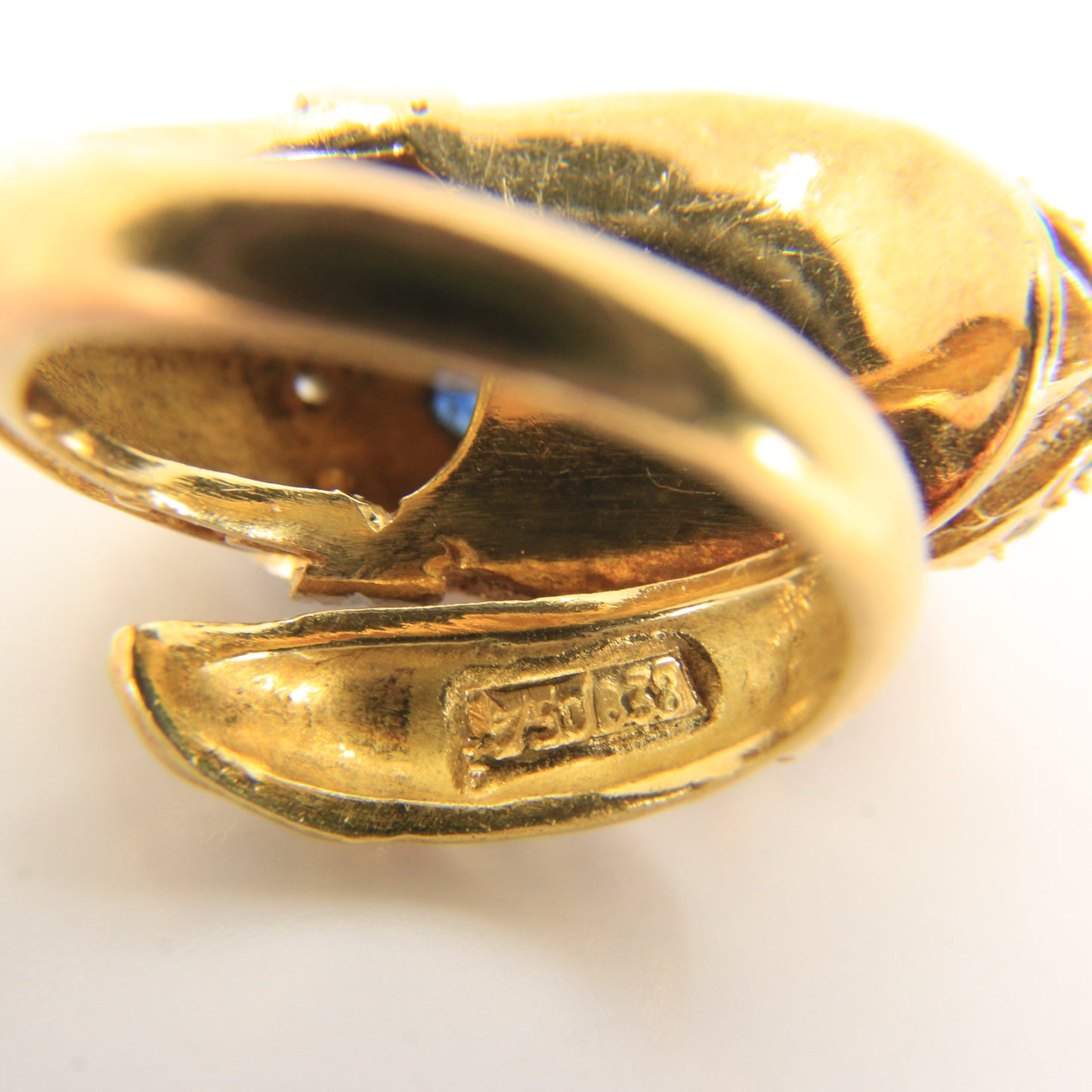 Vintage 18k Gold Snake Ring Emerald Topaz Diamond Coiled Serpent Gift