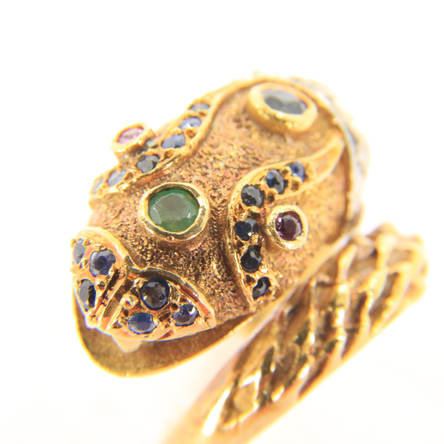 Vintage 18k Gold Snake Ring Emerald Topaz Diamond Coiled Serpent Gift