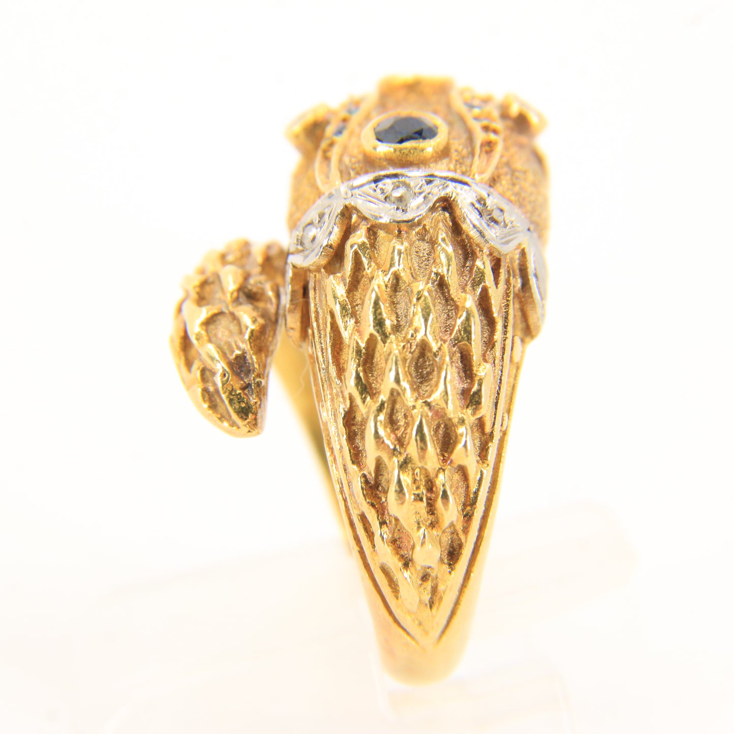 Vintage 18k Gold Snake Ring Emerald Topaz Diamond Coiled Serpent Gift