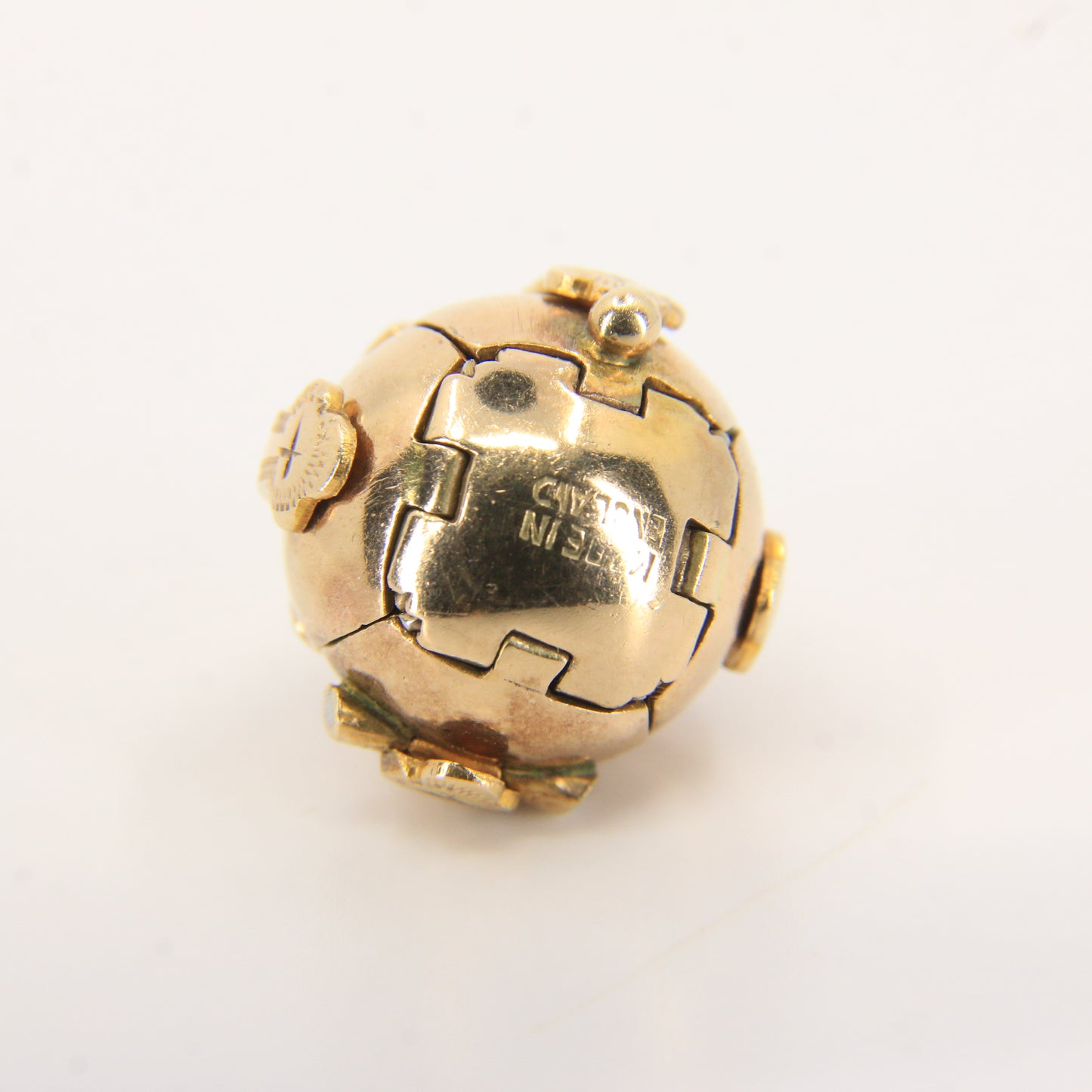 Vintage Gold Silver Masonic Ball Pendant Folding Orb Cross Engraved Freemason