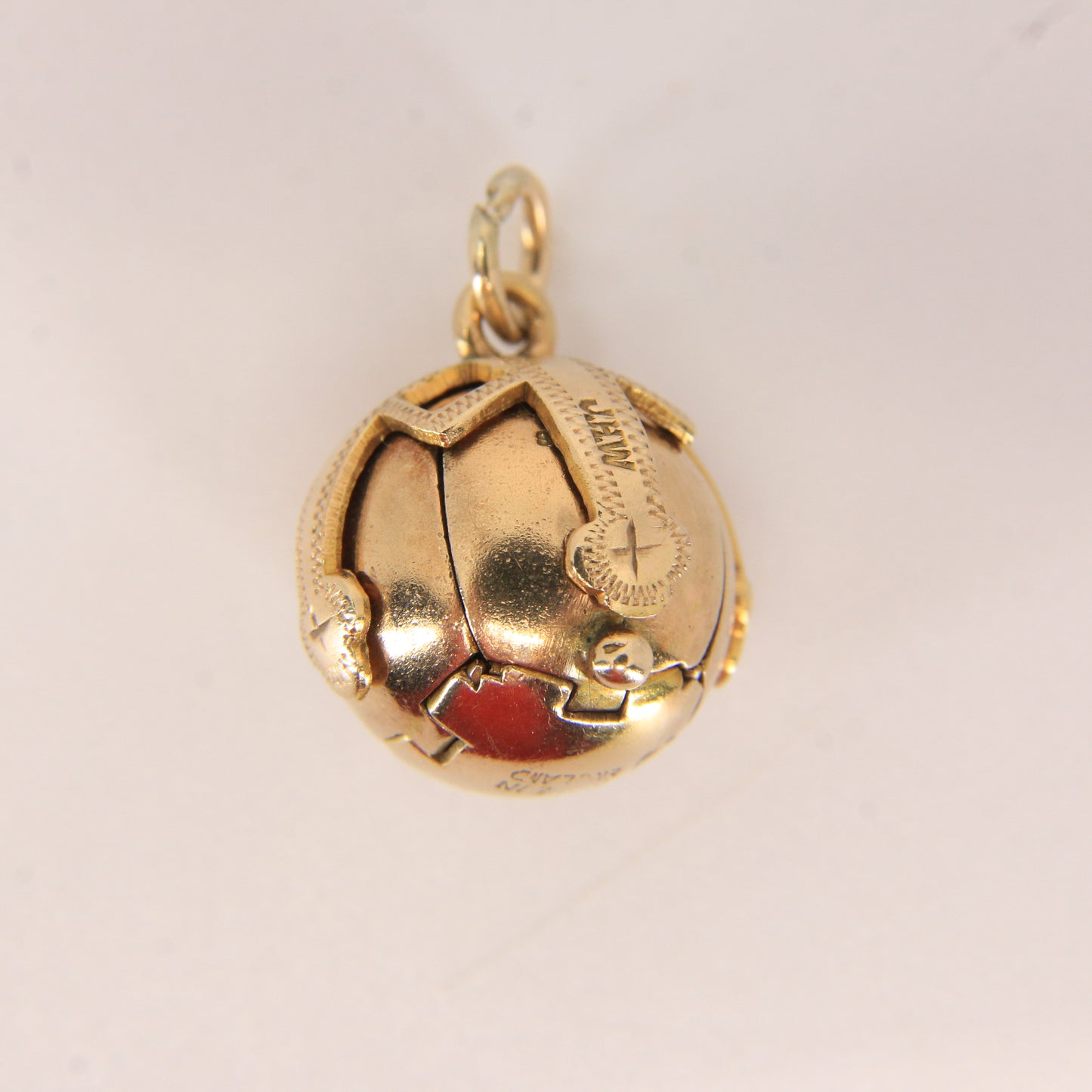 Vintage Gold Silver Masonic Ball Pendant Folding Orb Cross Engraved Freemason