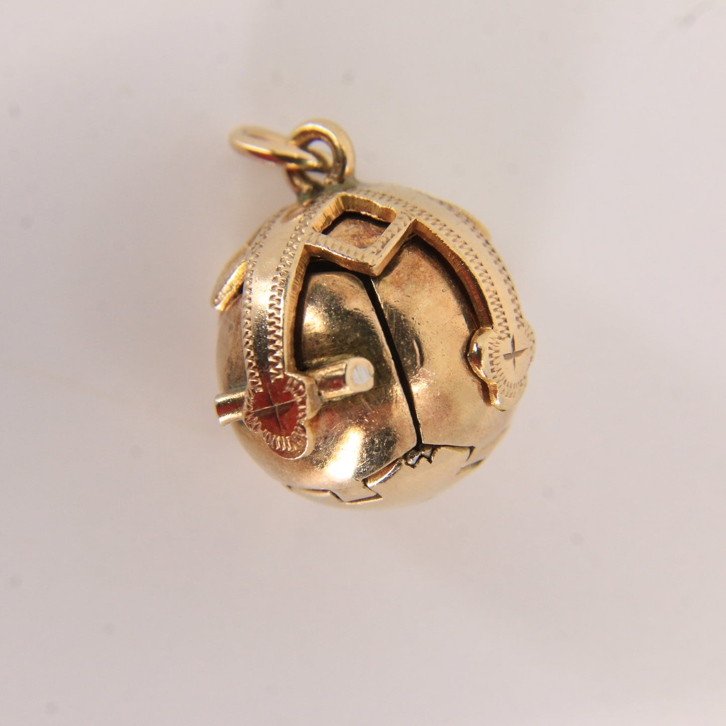 Vintage Gold Silver Masonic Ball Pendant Folding Orb Cross Engraved Freemason