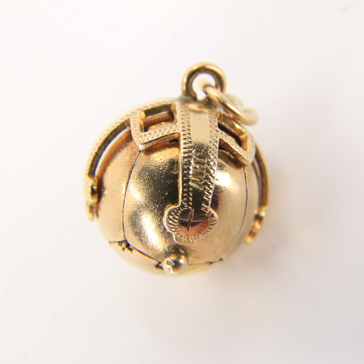 Vintage Gold Silver Masonic Ball Pendant Folding Orb Cross Engraved Freemason