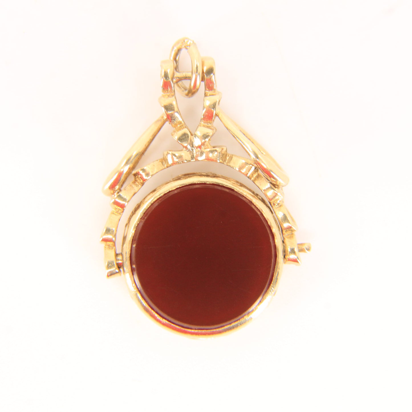 Vintage 9ct Gold Spinner Fob Pendant Charm Carnelian & Bloodstone Gift
