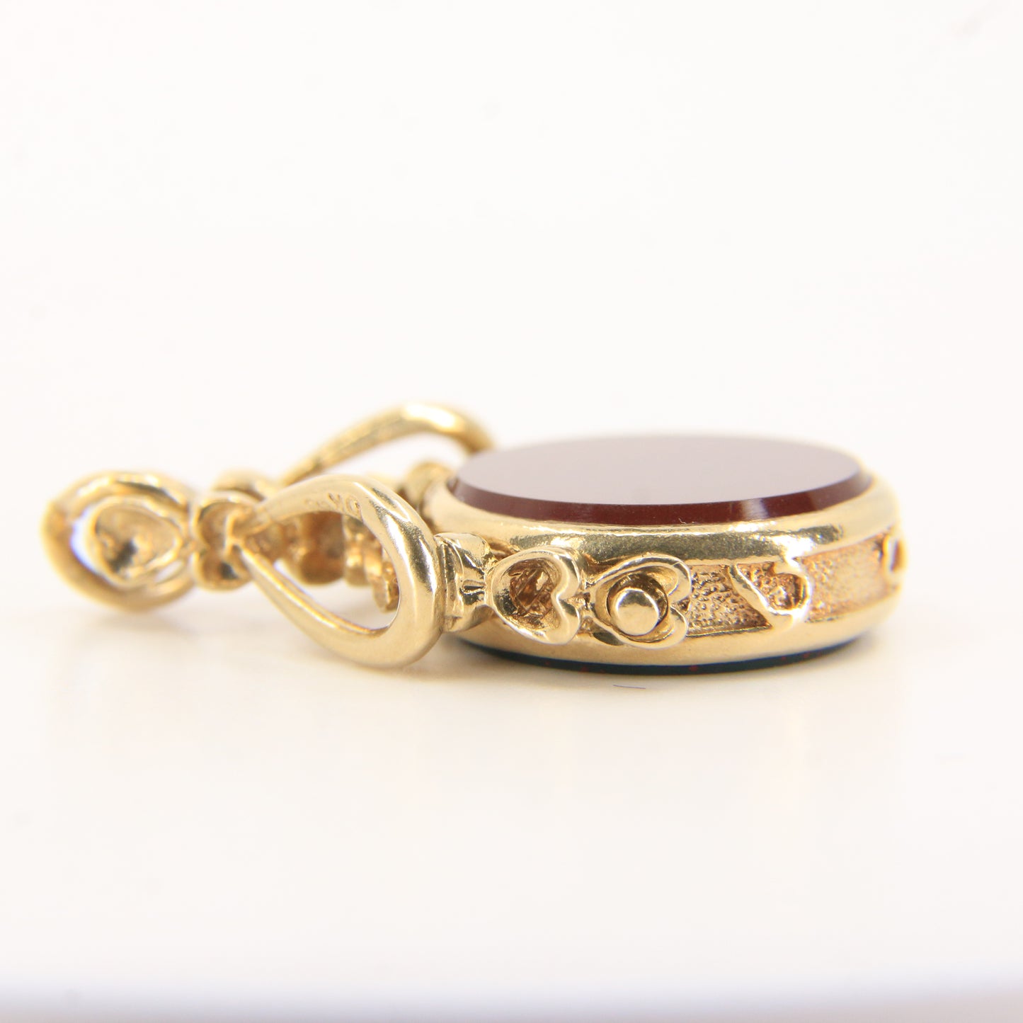 Vintage 9ct Gold Spinner Fob Pendant Charm Carnelian & Bloodstone Gift