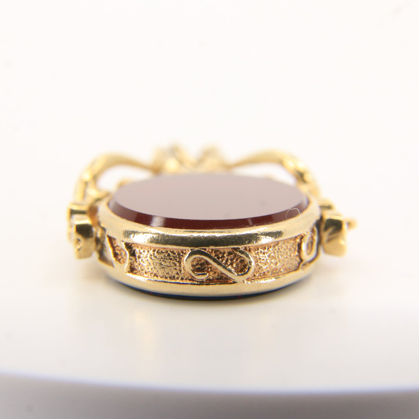 Vintage 9ct Gold Spinner Fob Pendant Charm Carnelian & Bloodstone Gift