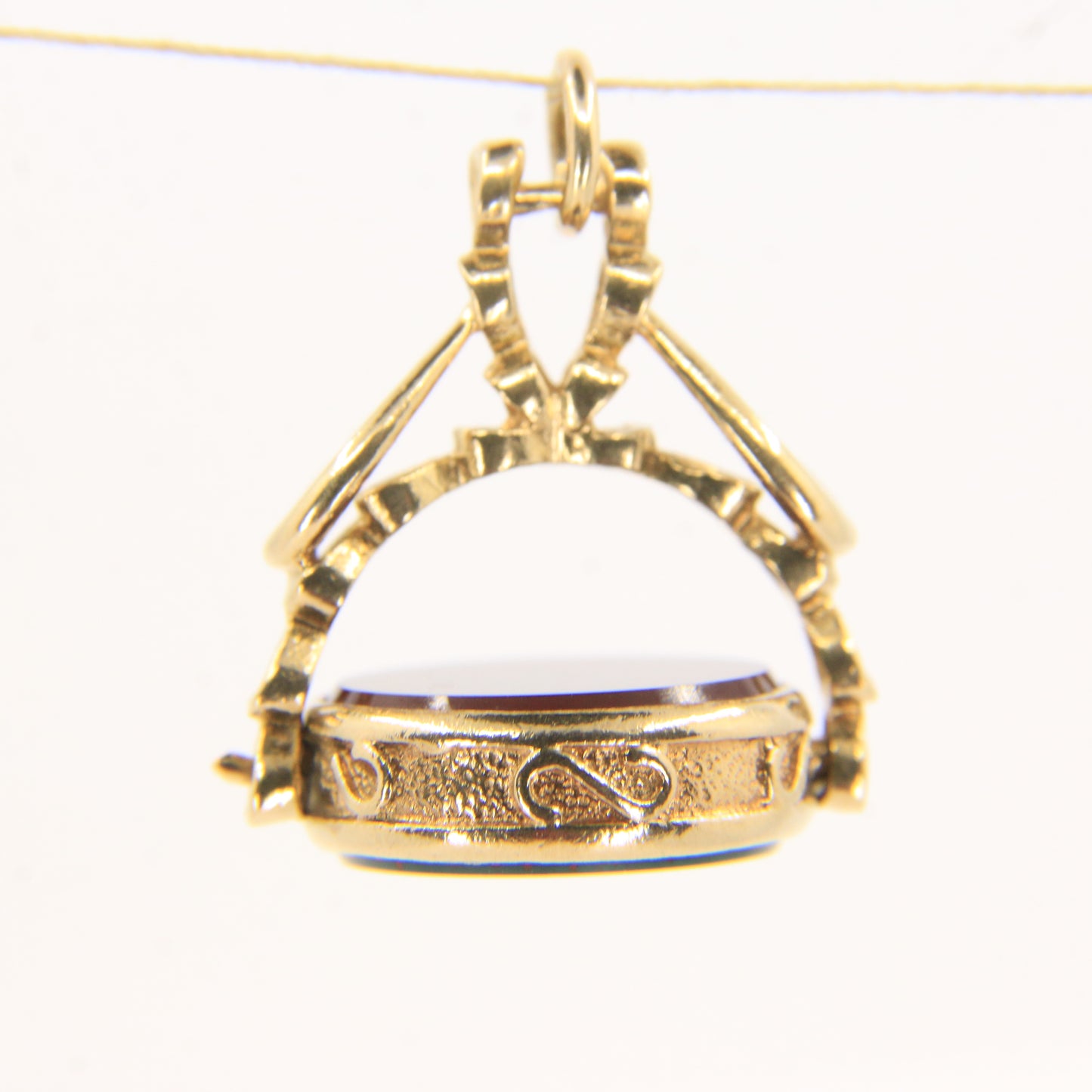 Vintage 9ct Gold Spinner Fob Pendant Charm Carnelian & Bloodstone Gift