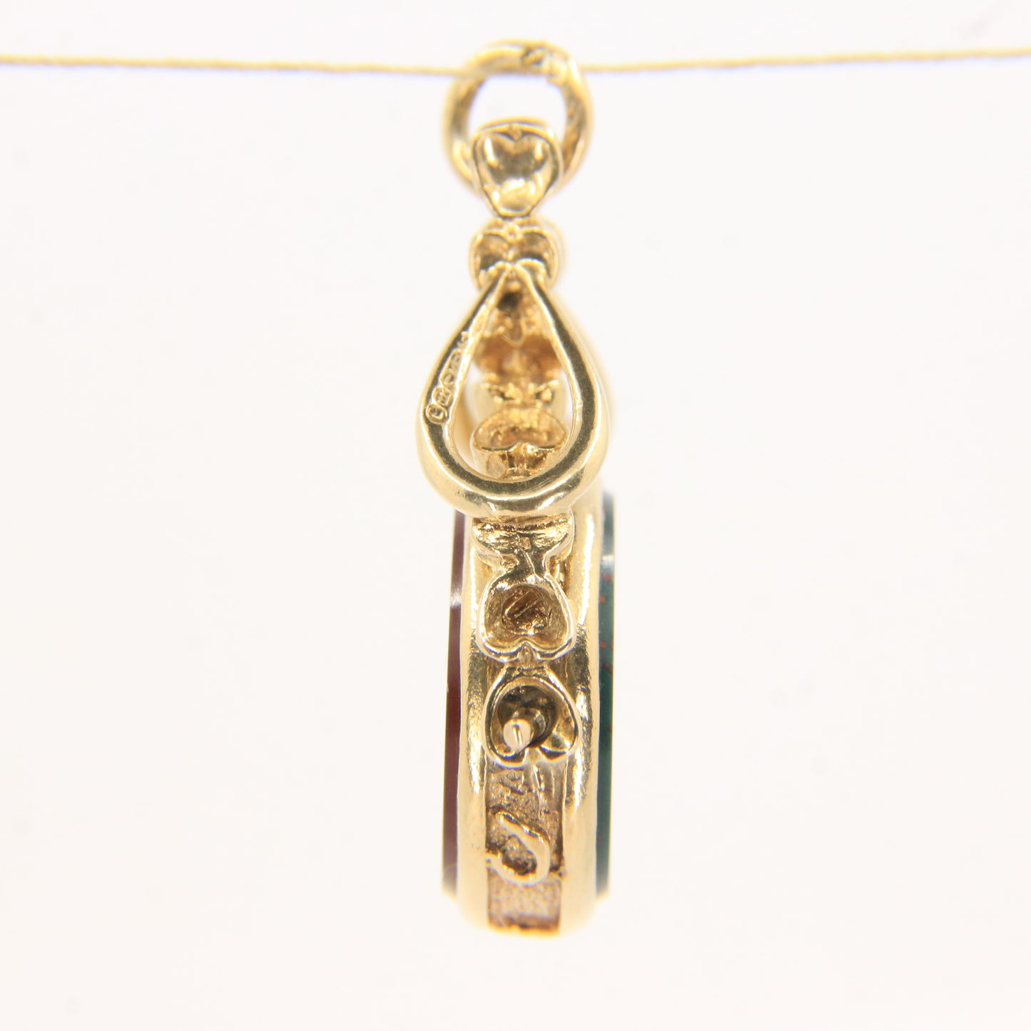 Vintage 9ct Gold Spinner Fob Pendant Charm Carnelian & Bloodstone Gift