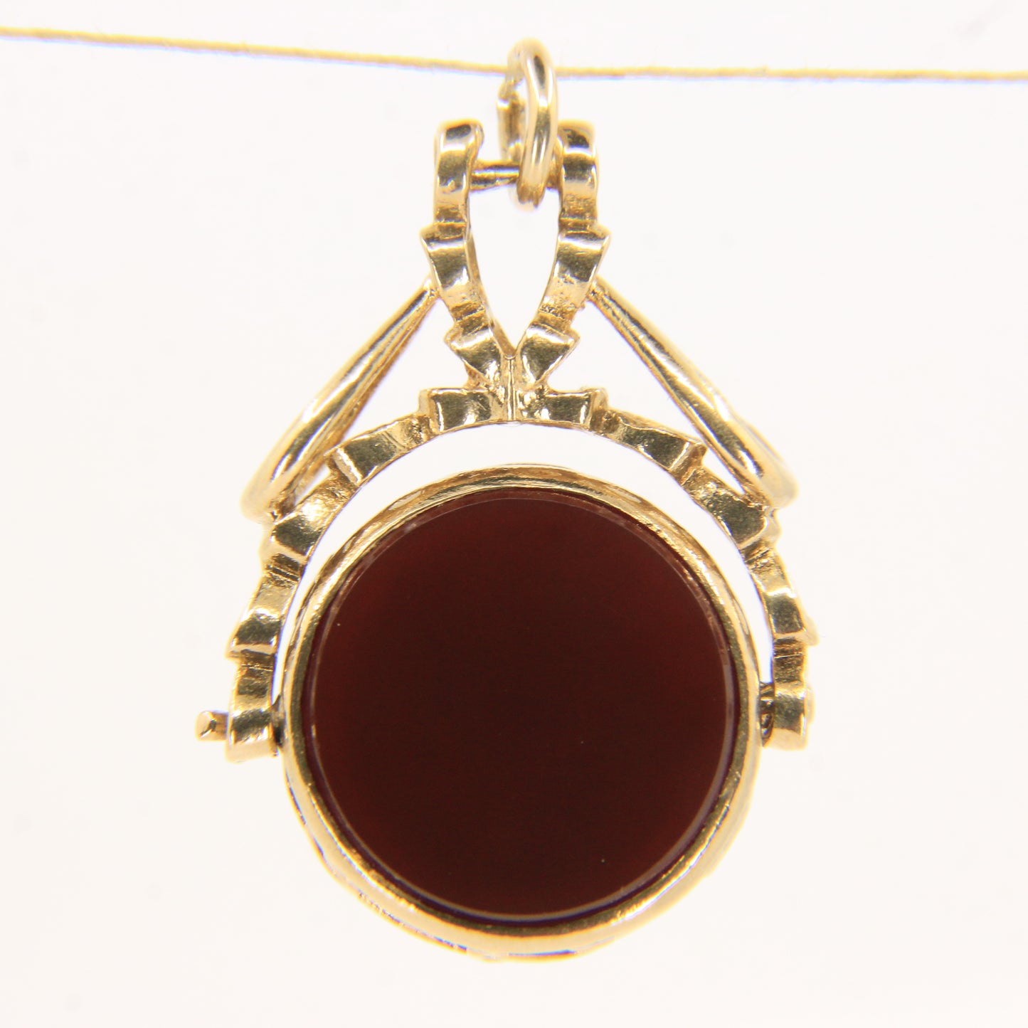 Vintage 9ct Gold Spinner Fob Pendant Charm Carnelian & Bloodstone Gift